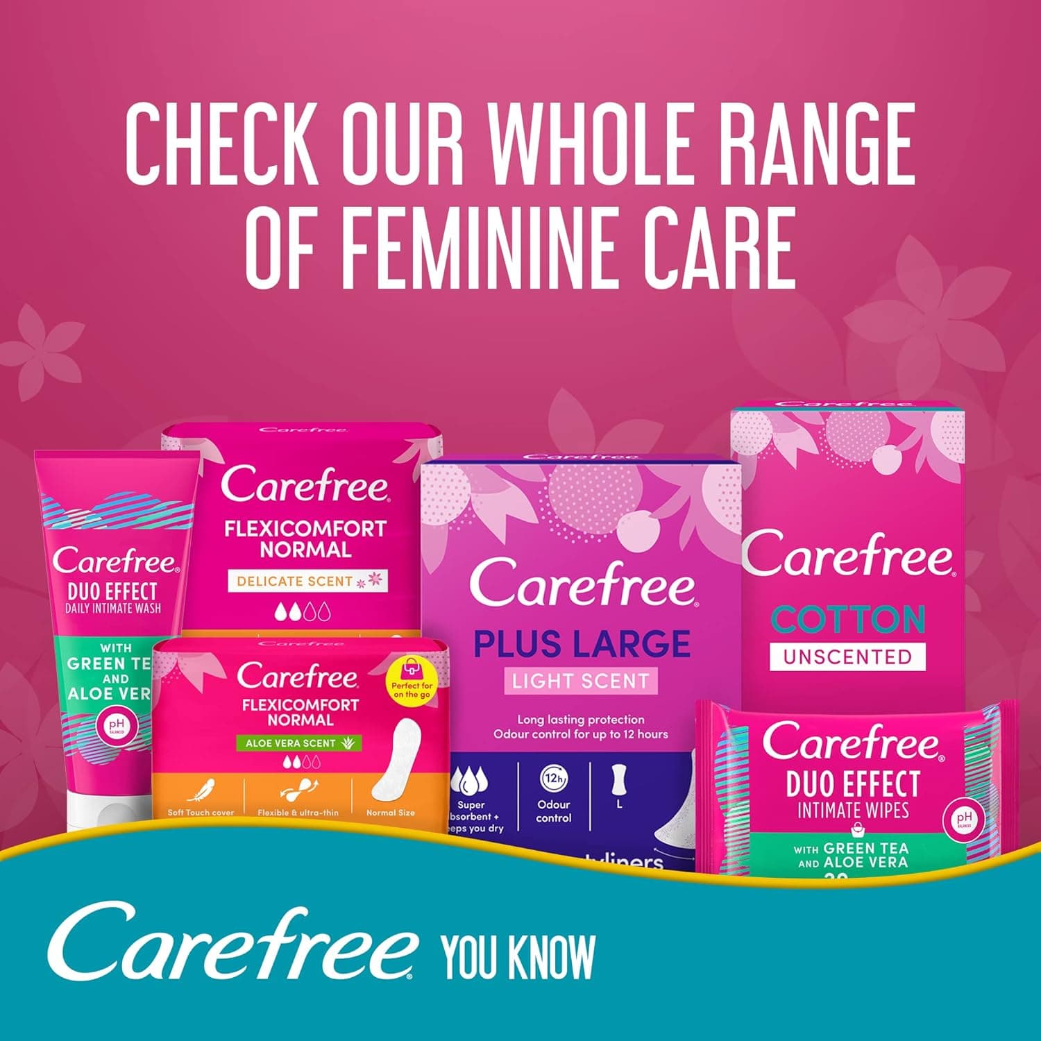 Carefree Cotton Feel Pantyliners, Aloe Vera Scent, Normal Size, Pack of 30