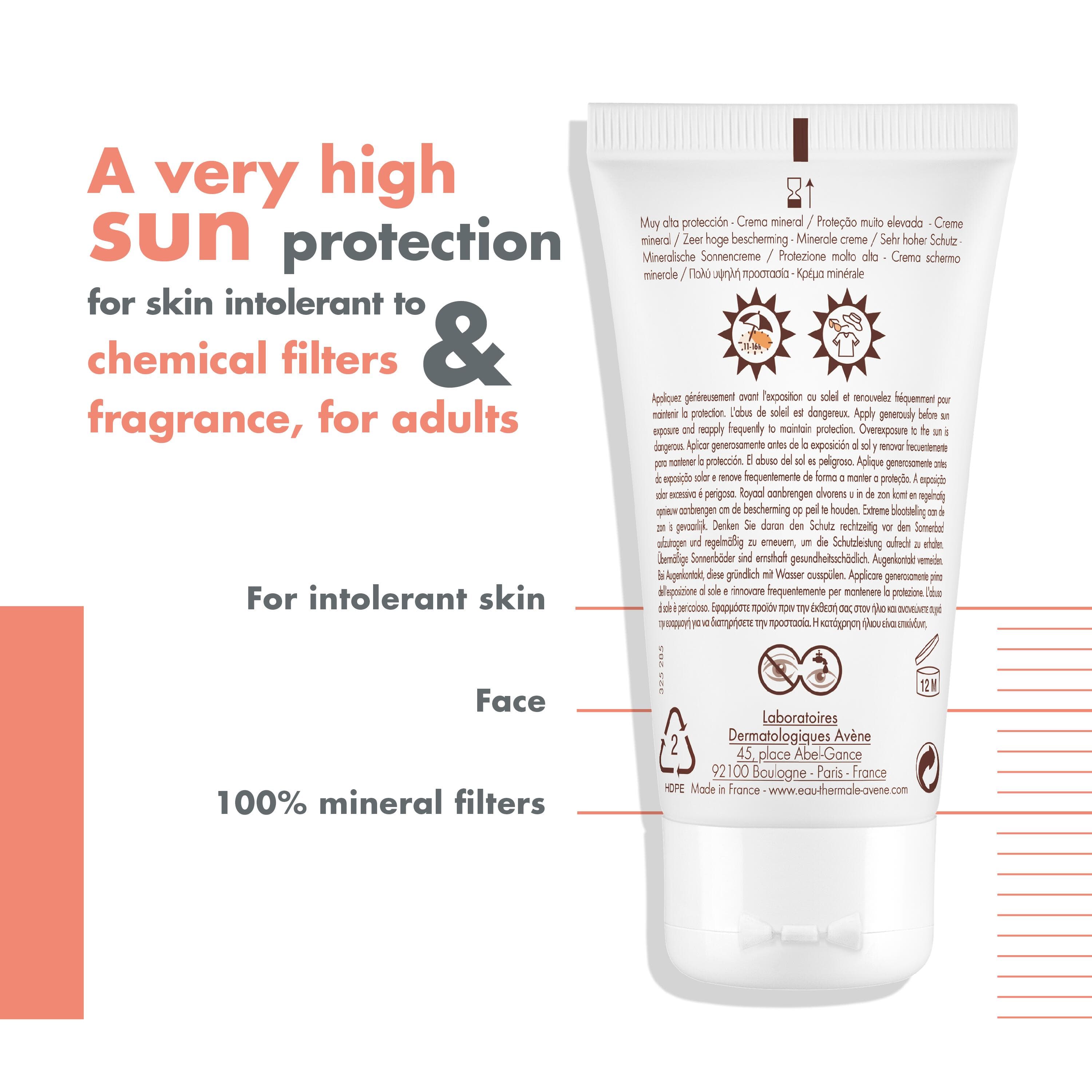 أفين كريم واقى شمس معدني غير معطر SPF 50 50 مل