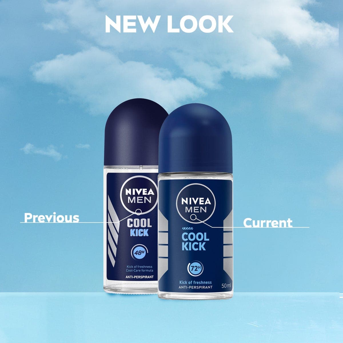 NIVEA MEN Cool Kick, Deodorant for Men, Fresh Scent, Roll-on 50ml