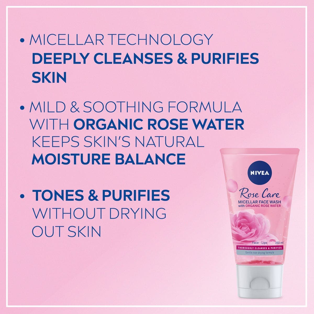 Nivea Face Wash, Organic Rose, All Skin Types, 150Ml