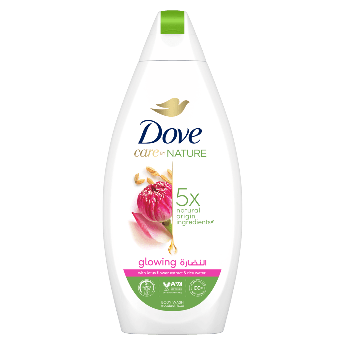 Dove Care by Nature GLOWING Body Wash, Lotus & Rice Water, 500ml