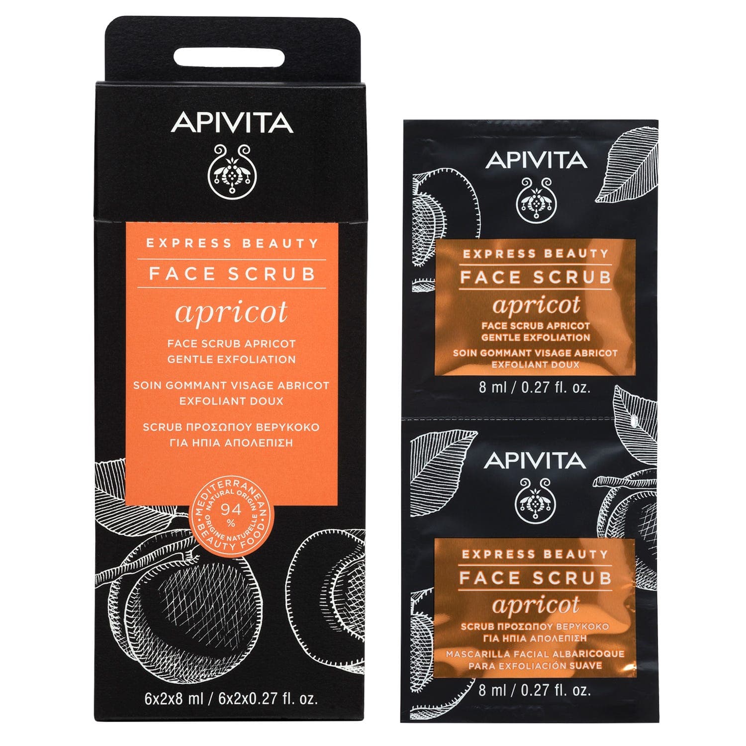 APIVITA Express Beauty Face Scrub with Apricot For Smooth & Radiant Skin – 2x8ml