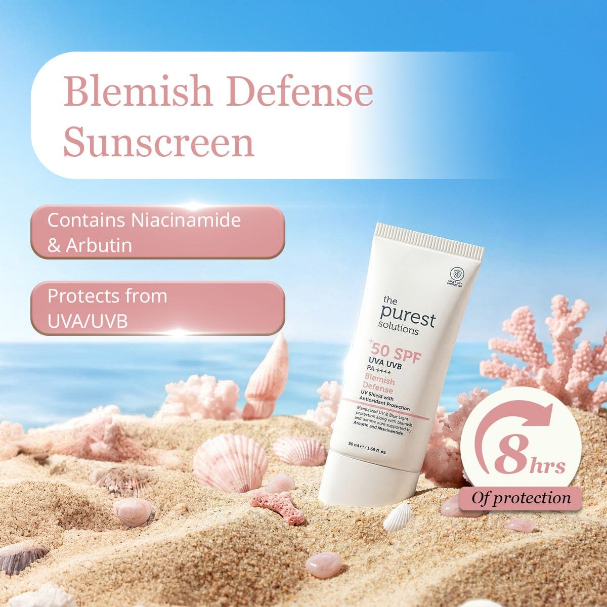 The Purest Solutions Blemish Defense Sunscreen Cream SPF 50 Plus 50 ml