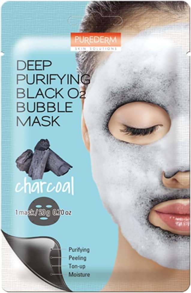 Purederm Charcool Deep Purifying Black O2 Bubble Mask