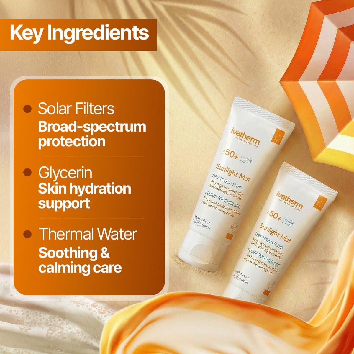 Ivatherm Sunlight Mat SPF50+ Dry Touch Fluid - 50 ml