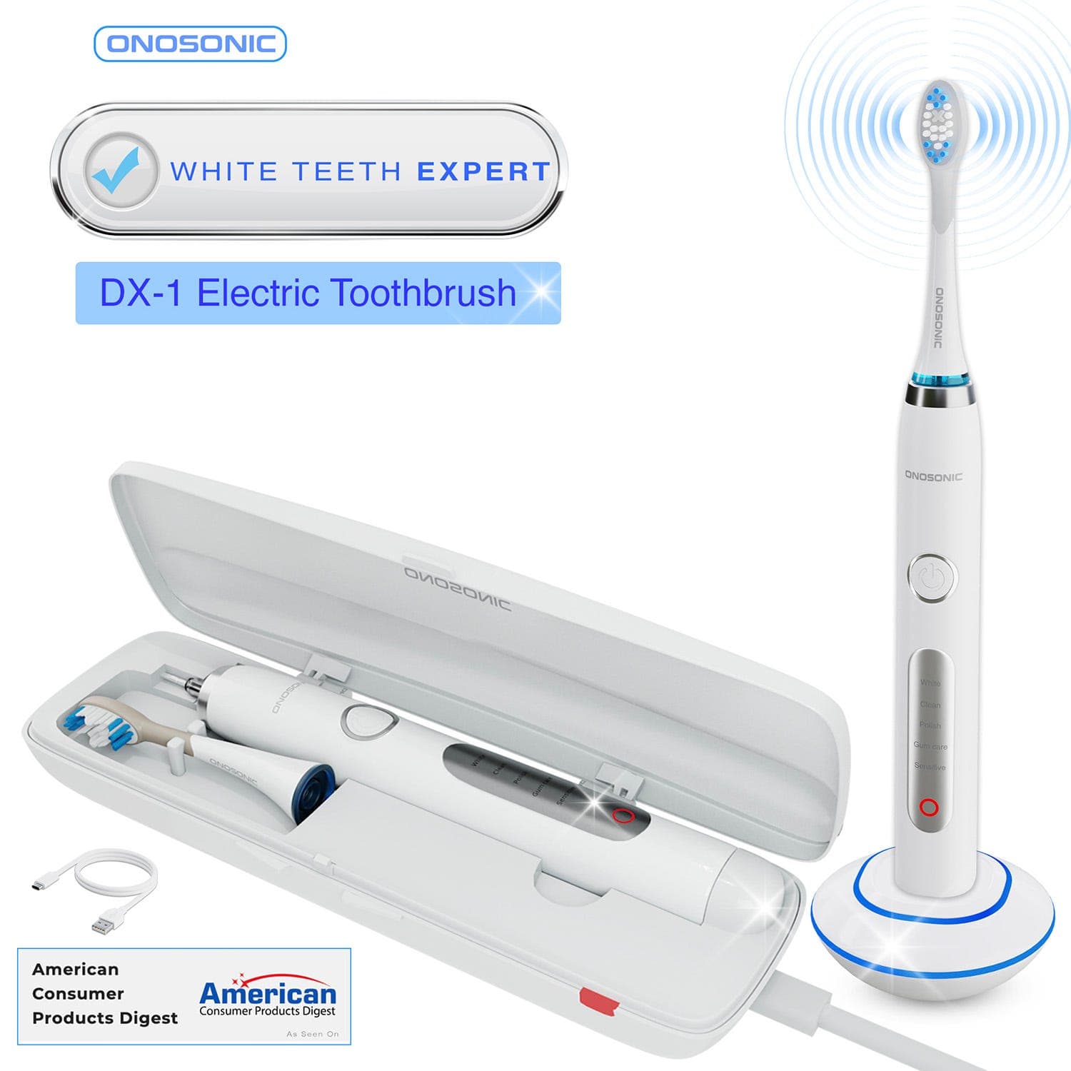 أونوسونيك Dx-1 فرشاة الأسنان الكهربائية ذات المحرك المزدوج