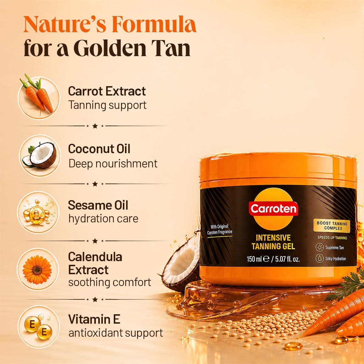 Carroten Intensive Tanning Gel Spf 0 - 150 ml