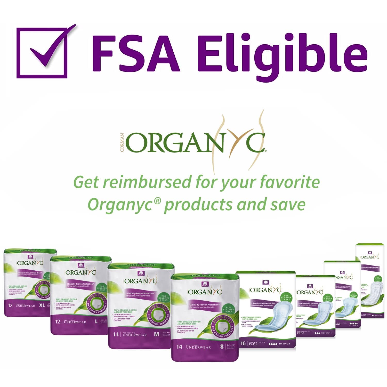 Organyc Light Incontinence Ultra-Thin Liners (24 pieces)