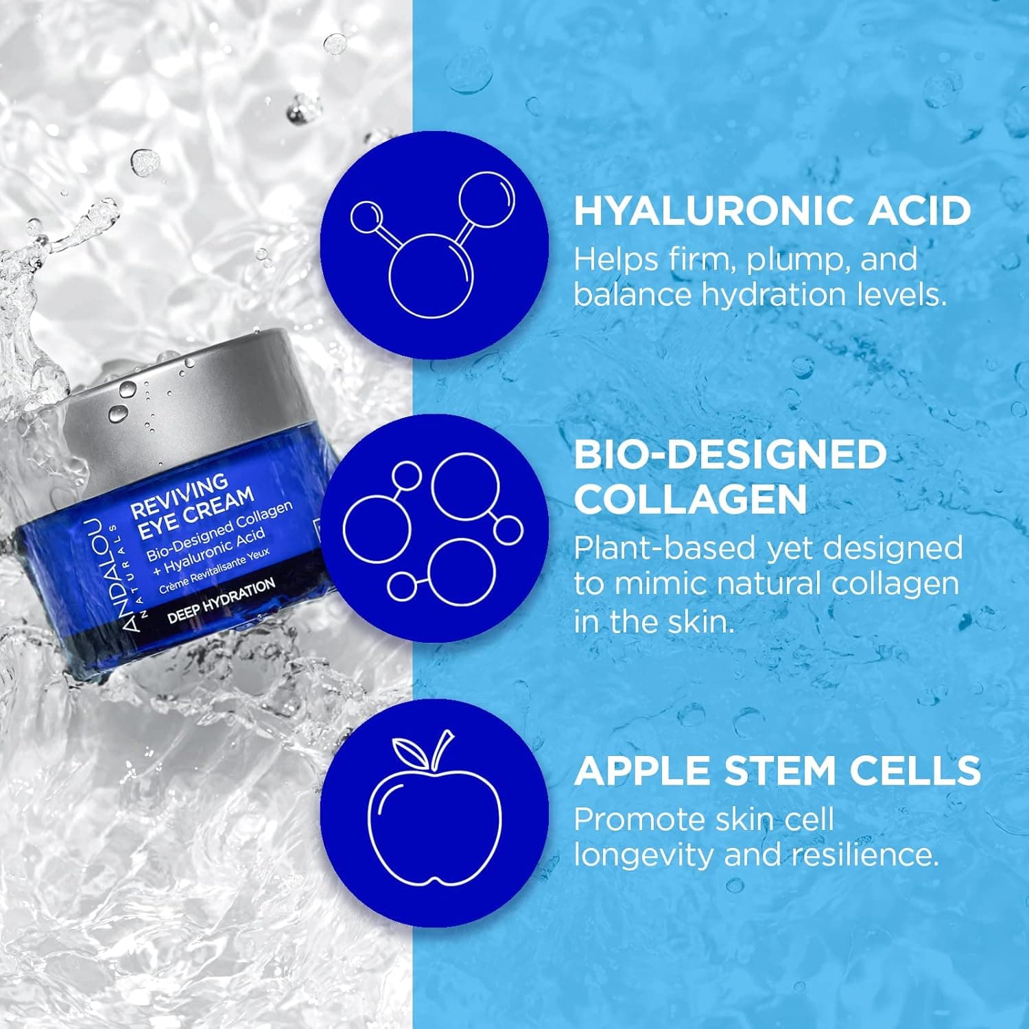 Andalou Reviving Eye Cream Bio-Designed Collagen Hydration 0.45 oz