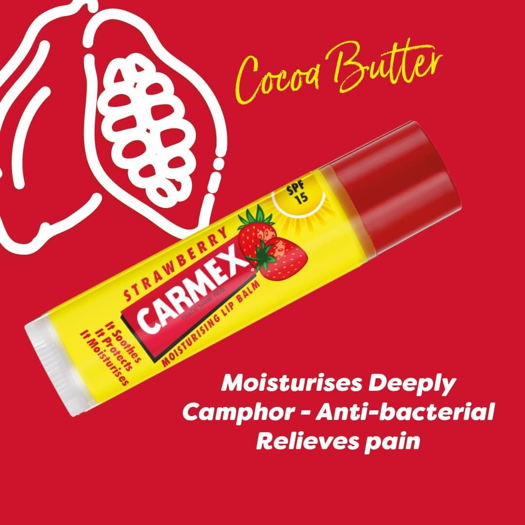 Carmex Moisturising Lip Balm Strawberry Stick Spf 15 4.25gm