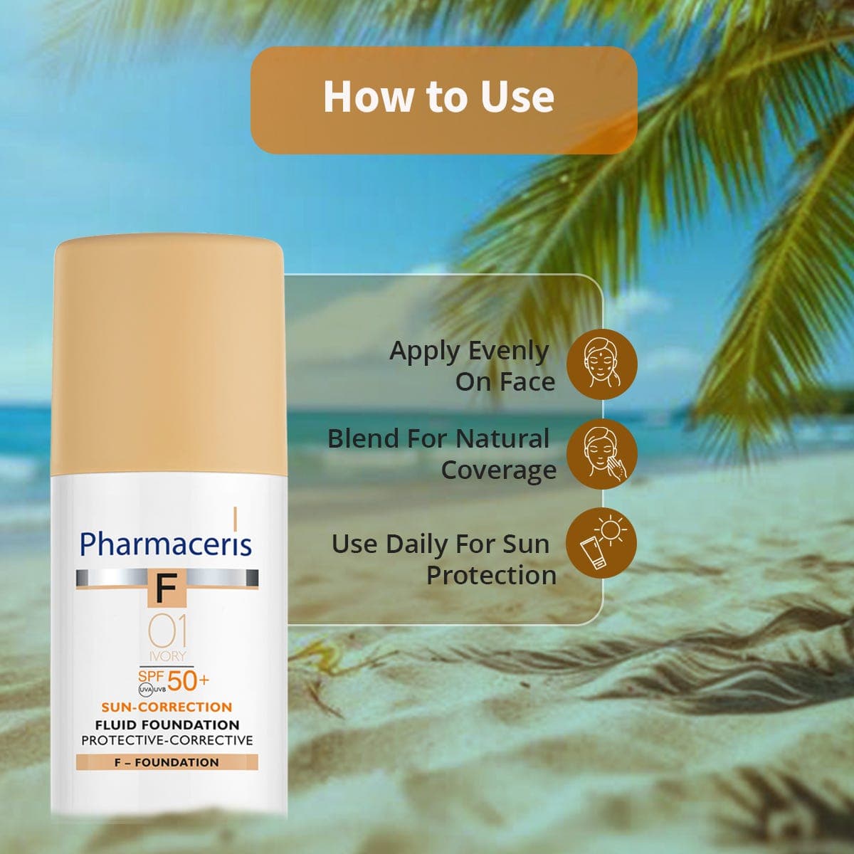 Pharmaceris F Sun Fluid Foundation SPF50 02 Sand - 30 ml