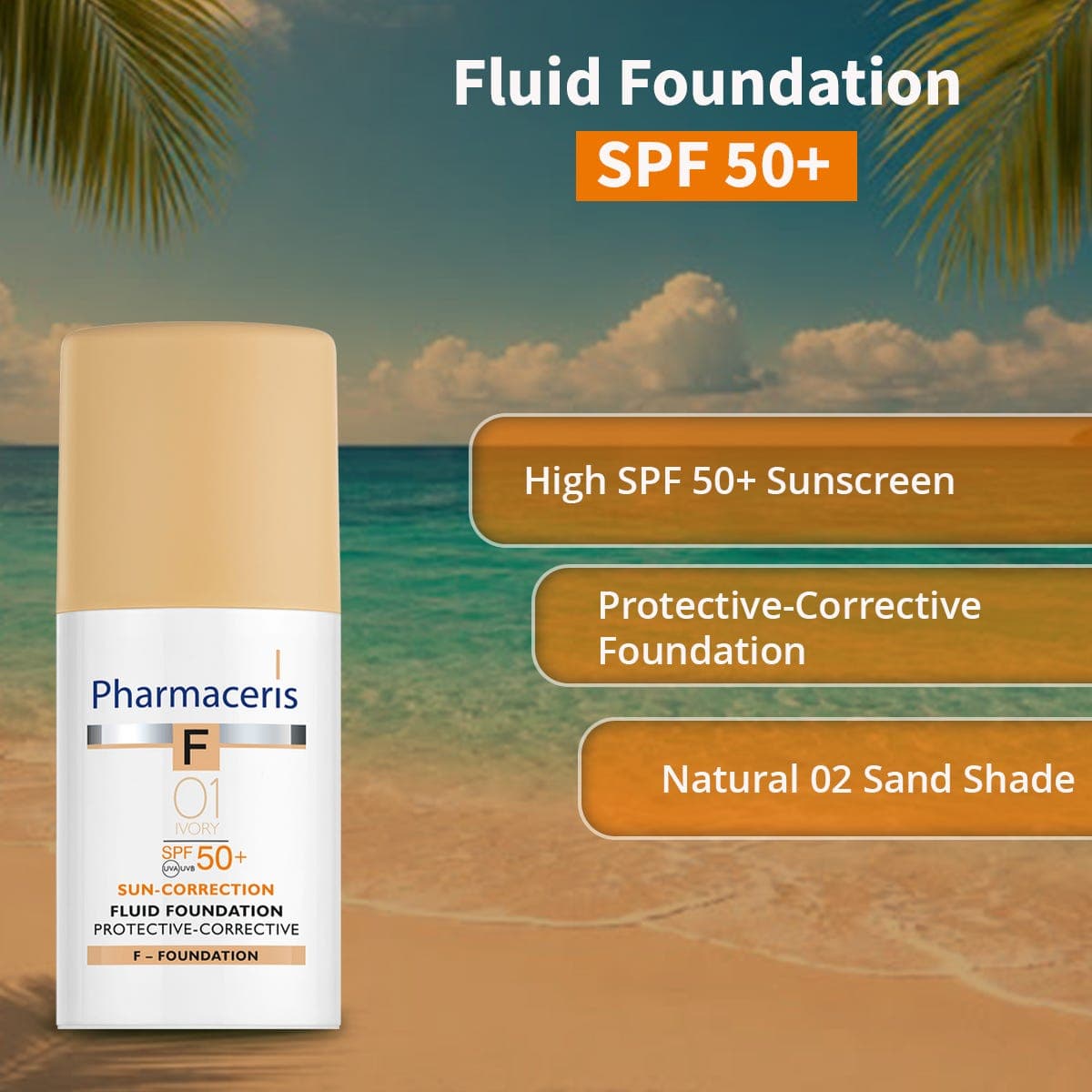 Pharmaceris F Sun Fluid Foundation SPF50 02 Sand - 30 ml