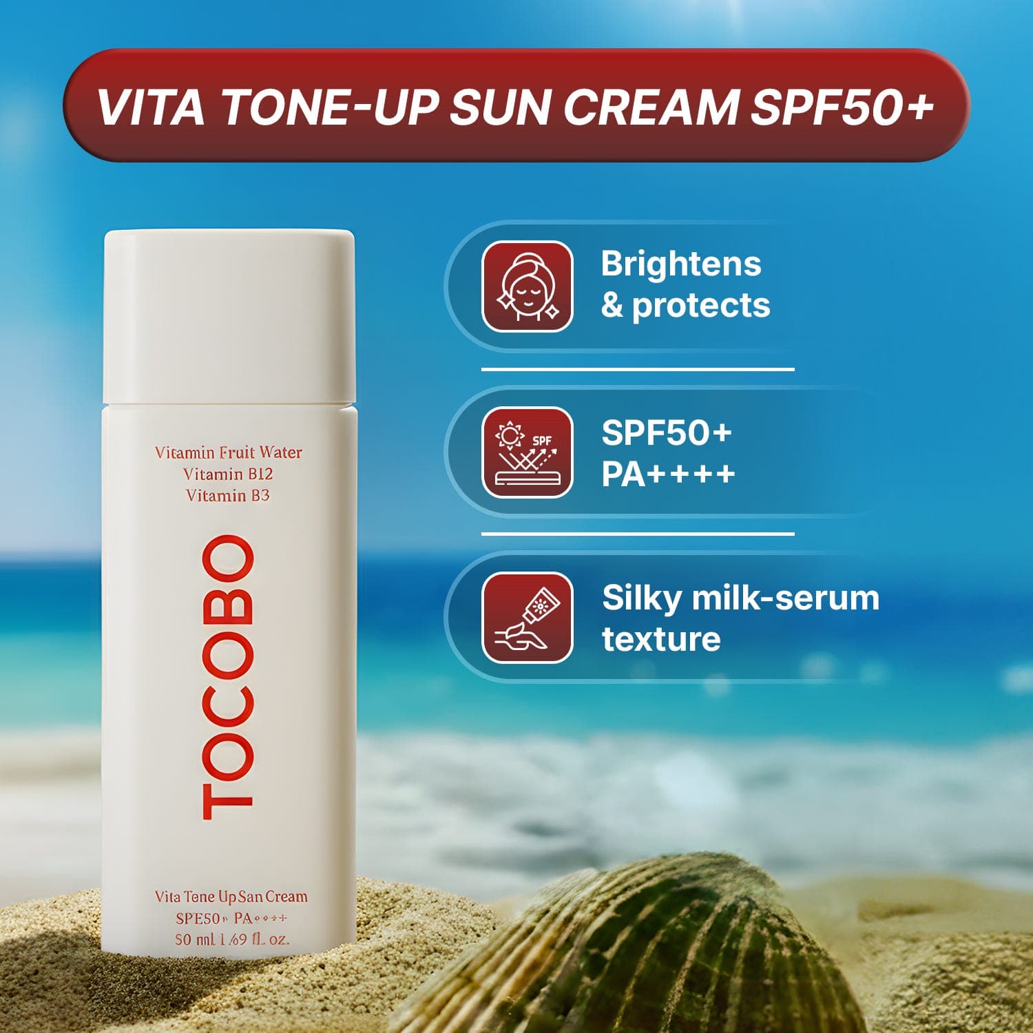 Tocobo Vita Tone Up Sun Cream Spf50+ Pa++++ - 50 ml