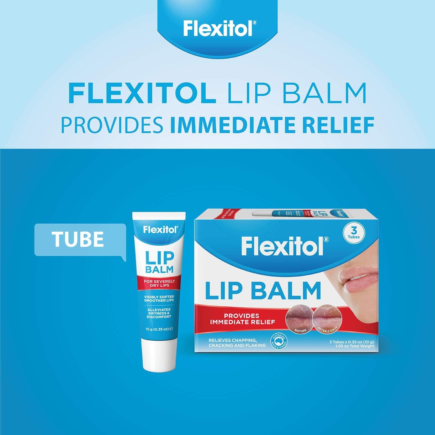 Flexitol Lip Balm 10g (3 Pack) - Pcs