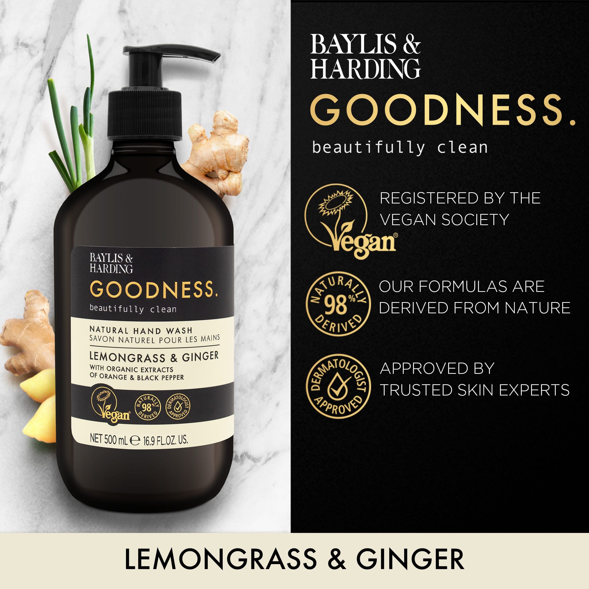 Baylis & Harding Goodness Lemongrass & Ginger Natural Hand Wash 500ml