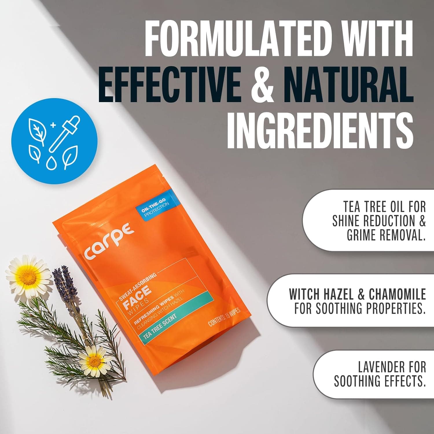 Carpe On The Go No Sweat Face Wipes 15 Wipes