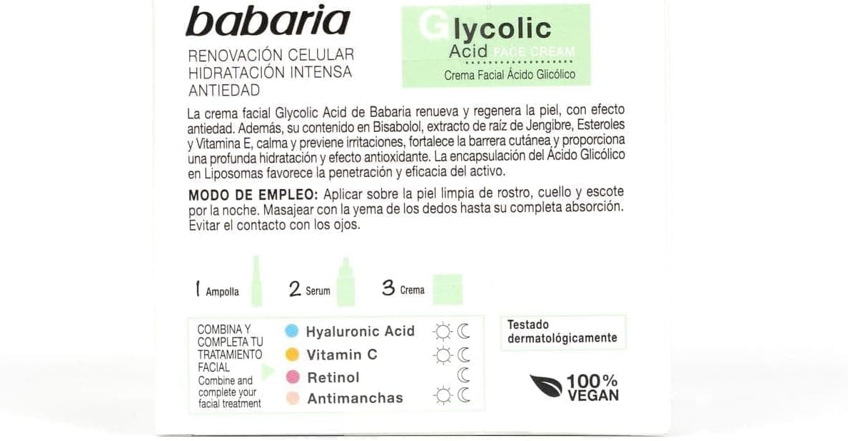 Babaria Glycolic Acid Face Cream - 50ml