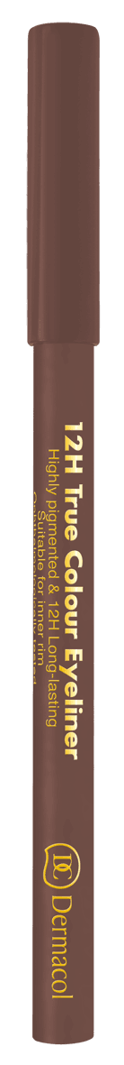 Dermacol 12h True Colour Eyeliner, Wooden Eyeliner Pencil, No. 4 Light Brown