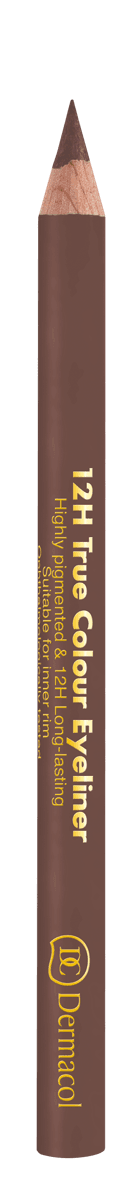 Dermacol 12h True Colour Eyeliner, Wooden Eyeliner Pencil, No. 4 Light Brown