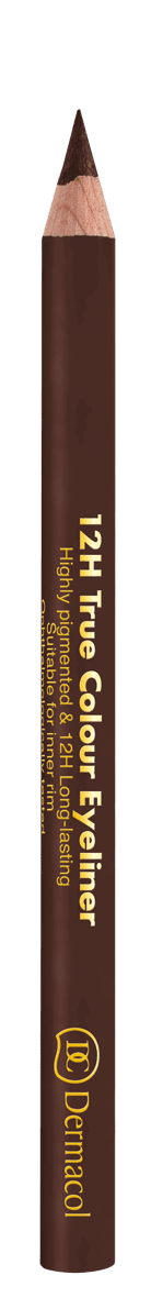Dermacol 12h True Colour Eyeliner, Wooden Eyeliner Pencil, No. 6 Dark Brown