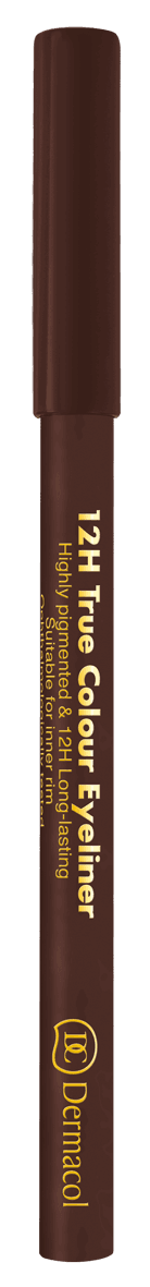 Dermacol 12h True Colour Eyeliner, Wooden Eyeliner Pencil, No. 6 Dark Brown