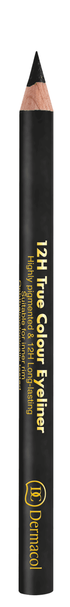 Dermacol 12h True Colour Eyeliner, Wooden Eyeliner Pencil, No. 8 Black