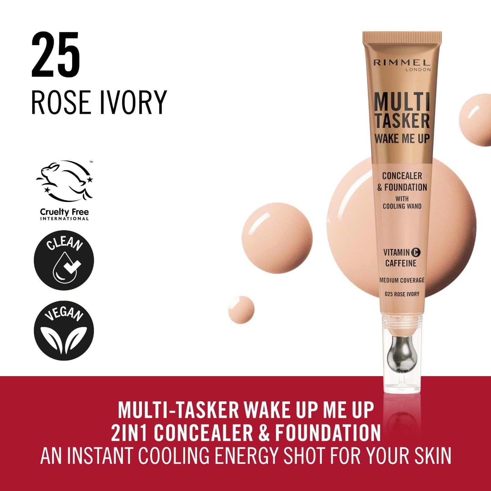 Rimmel Multi-Tasker Wake Me Up Concealer & Foundation - 25 Rose Ivory