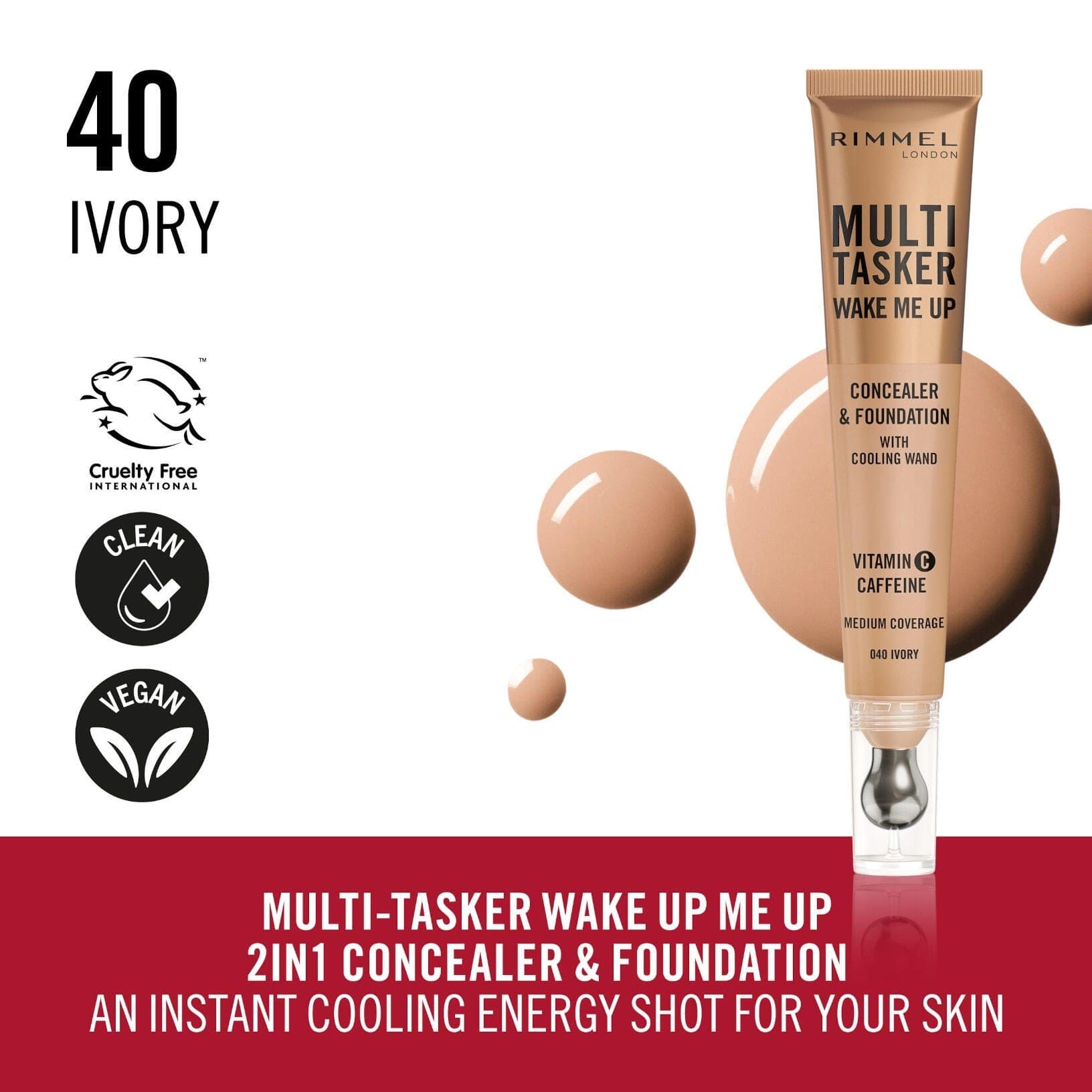Rimmel Multi-Tasker Wake Me Up Concealer & Foundation - 40 Ivory
