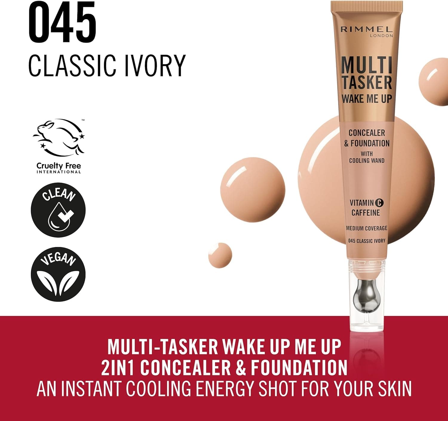 Rimmel Multi-Tasker Wake Me Up Concealer & Foundation - 45 Classic Ivory