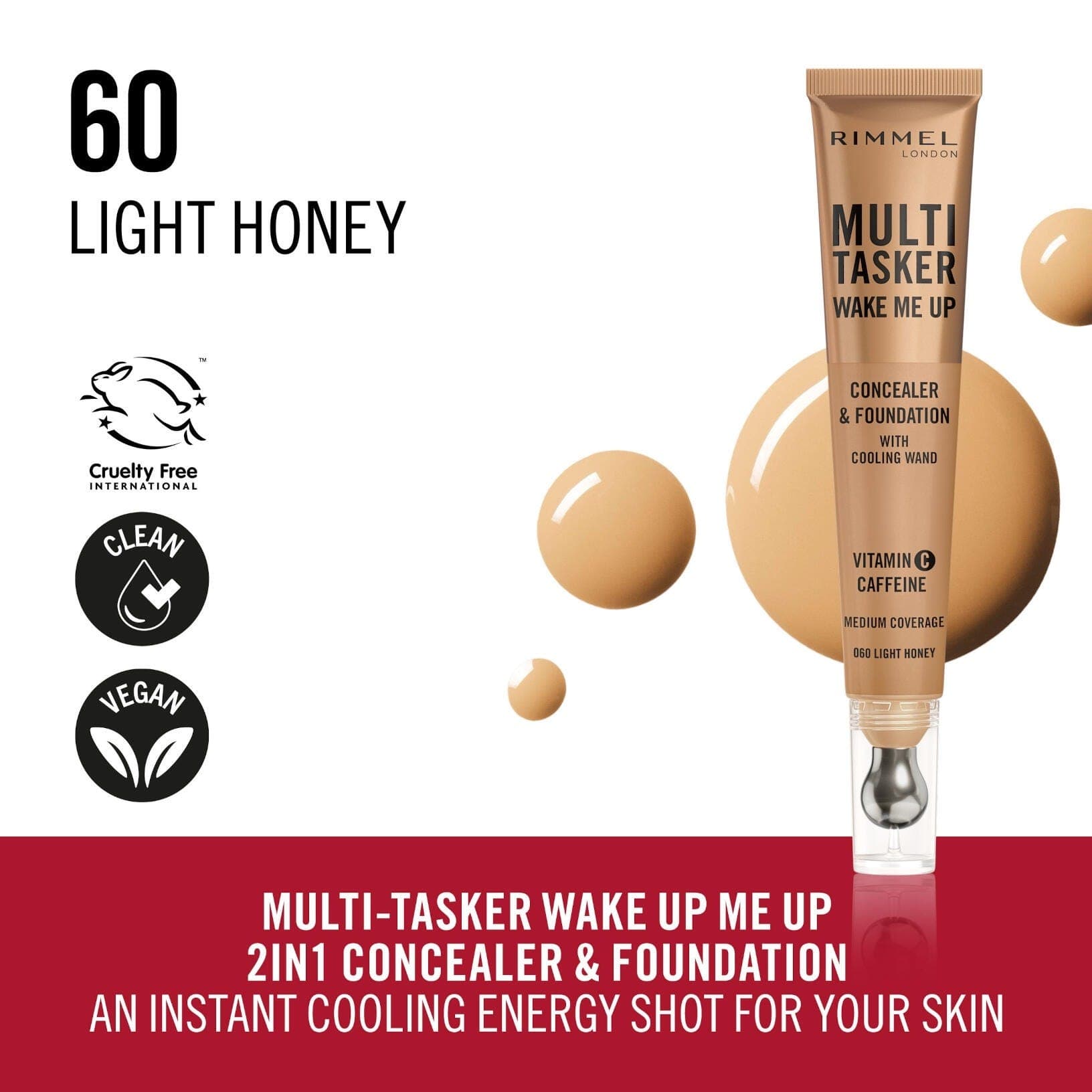 Rimmel Multi-Tasker Wake Me Up Concealer & Foundation - 60 Light Honey