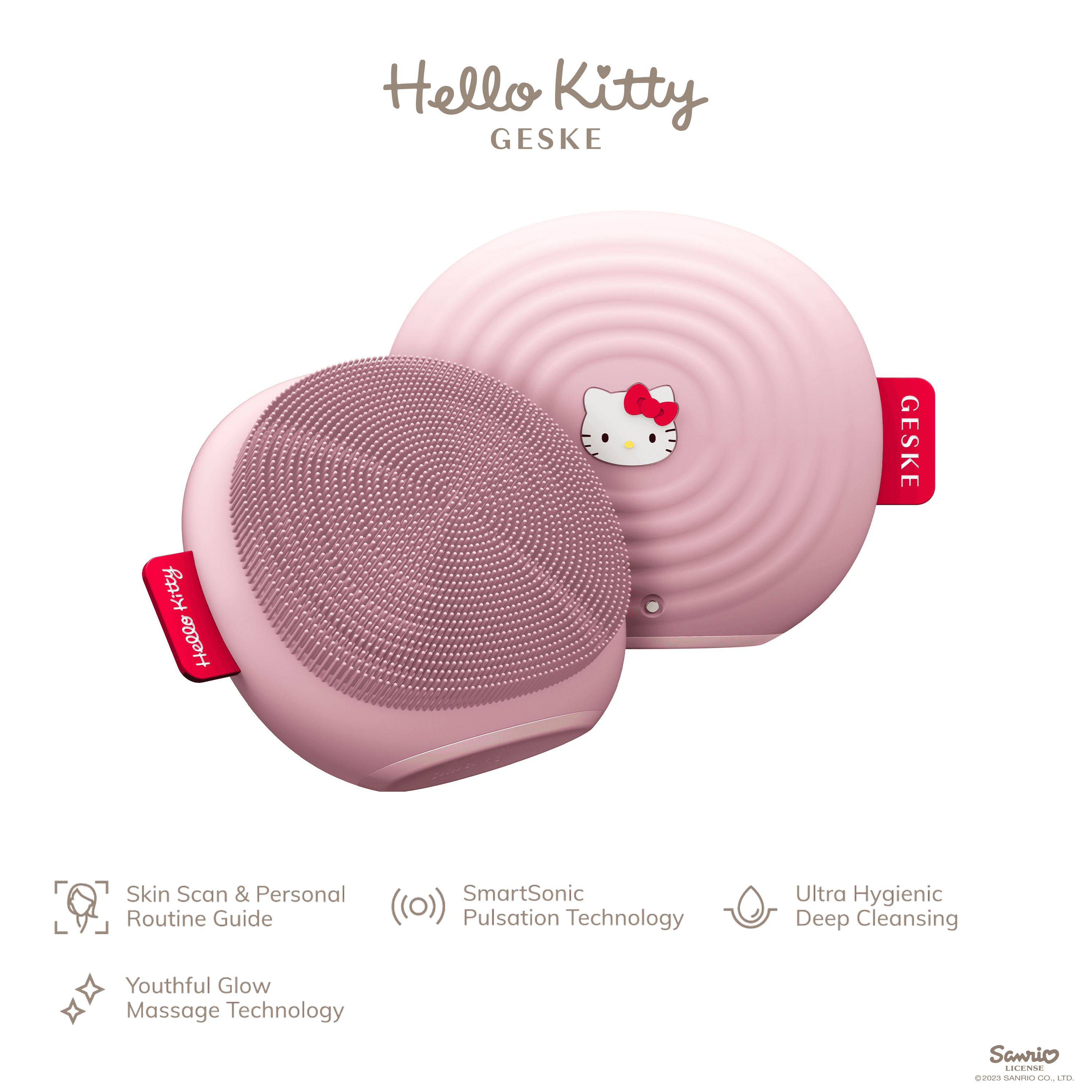 Geske Hello Kitty Smartapp Guided Sonic Facial Brush, 4 In 1