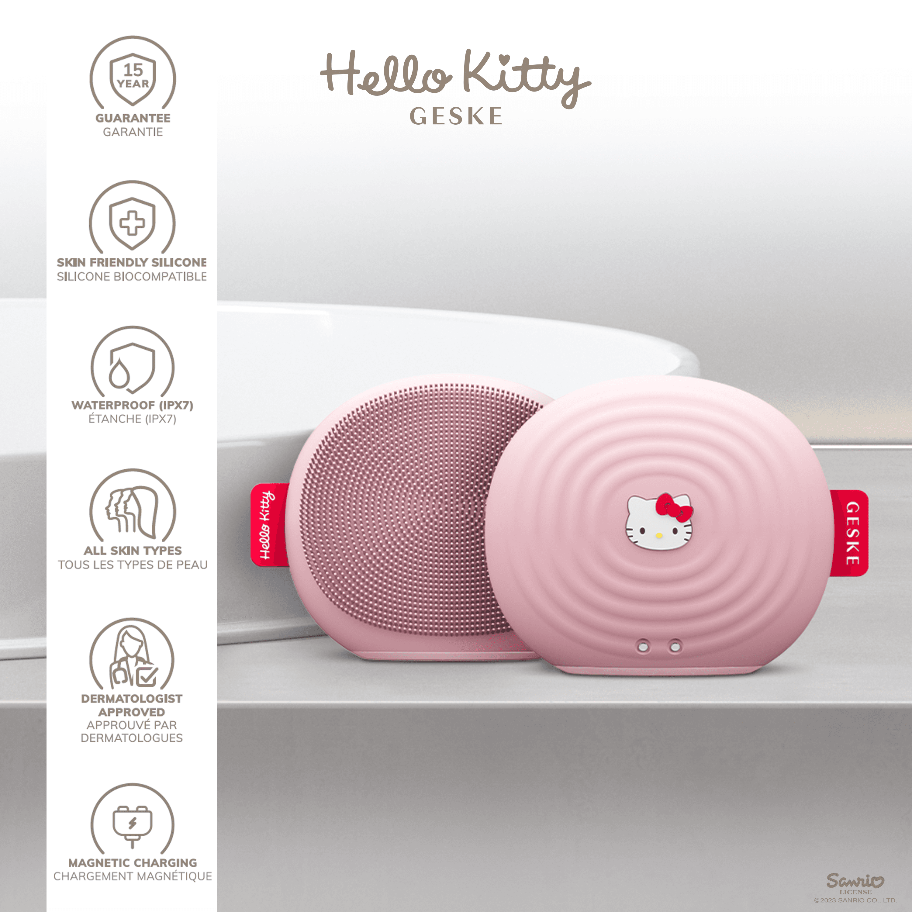 Geske Hello Kitty Smartapp Guided Sonic Facial Brush, 4 In 1