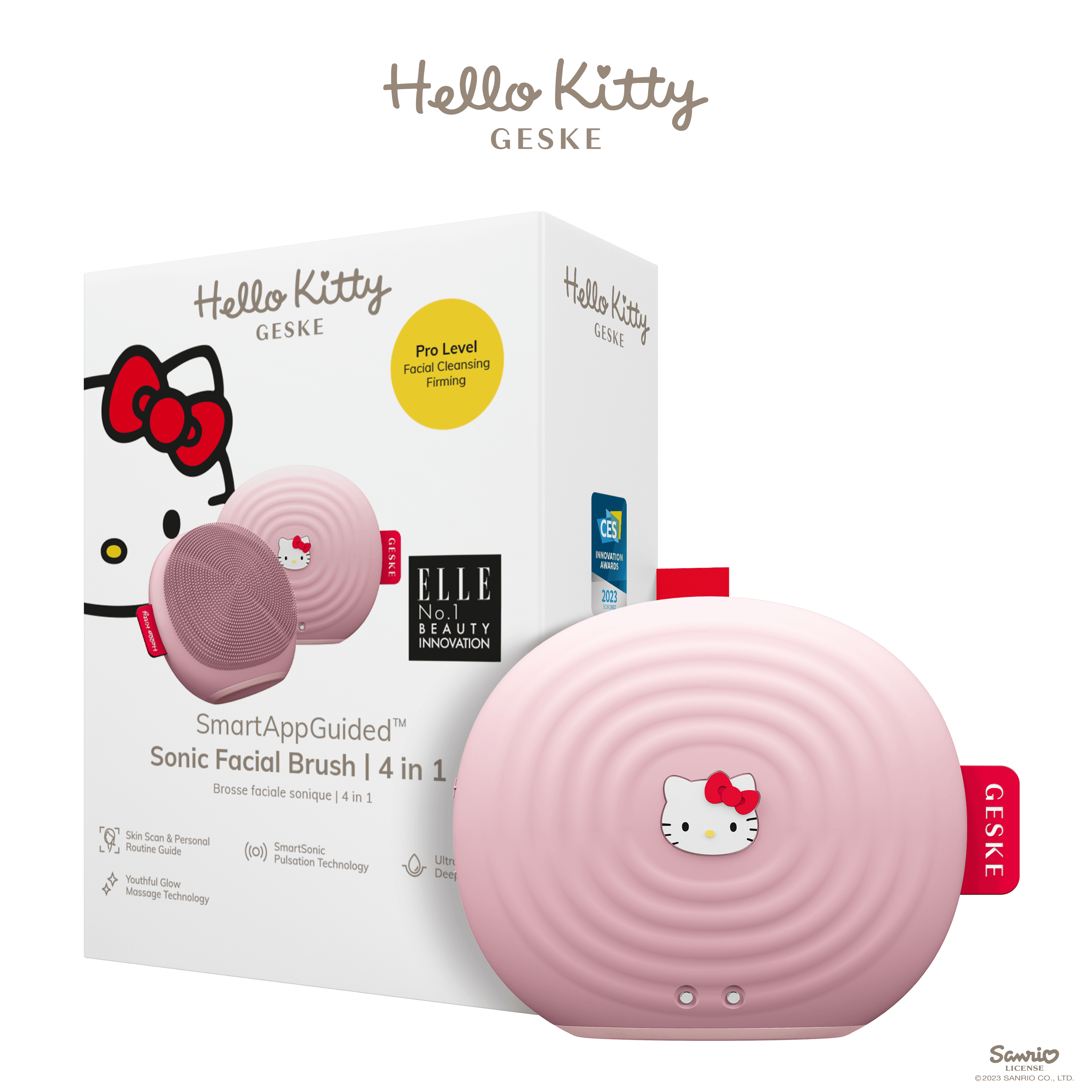 Geske Hello Kitty Smartapp Guided Sonic Facial Brush, 4 In 1