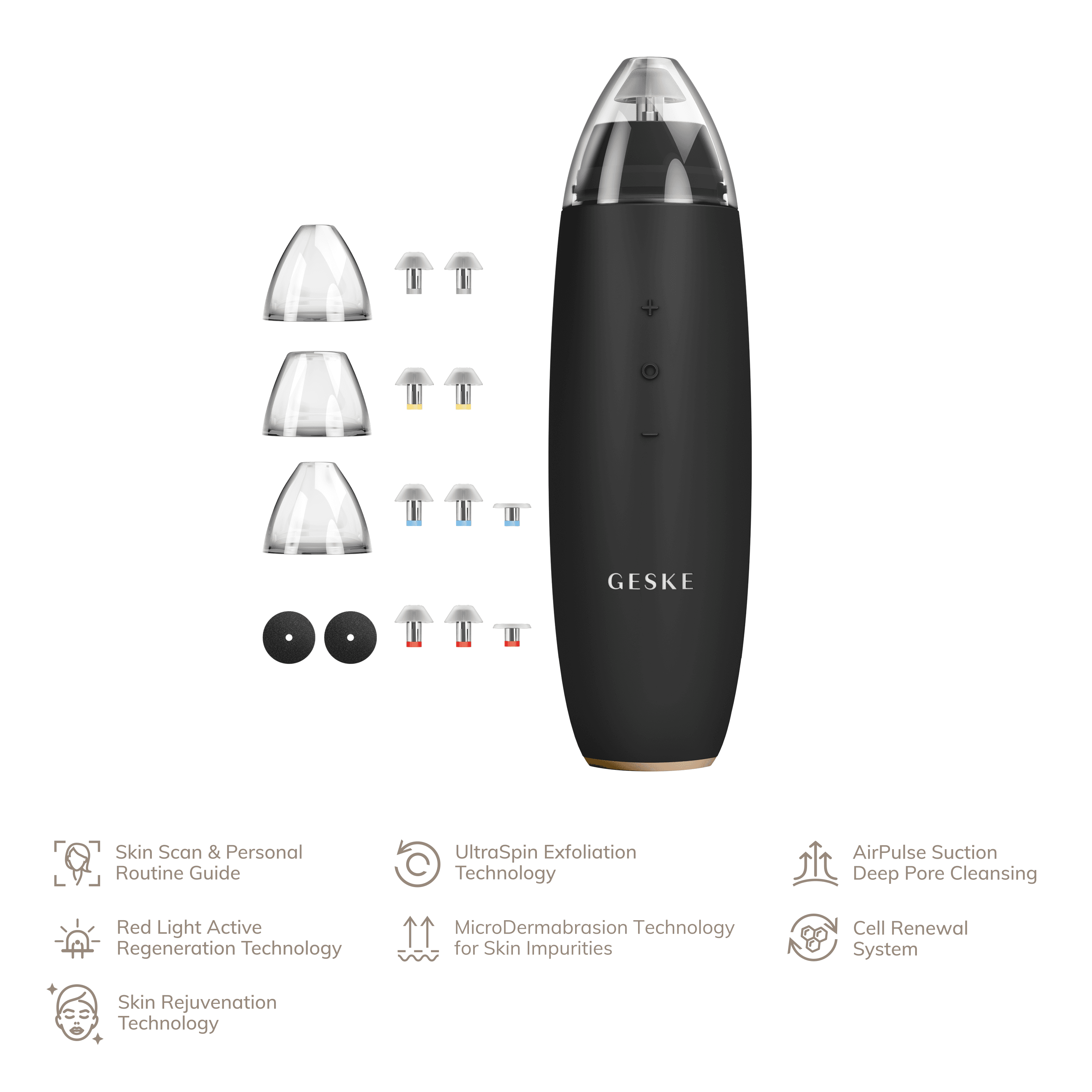 Geske Micro Derma Brasion Blackhead Remover- 7 In 1- Gray