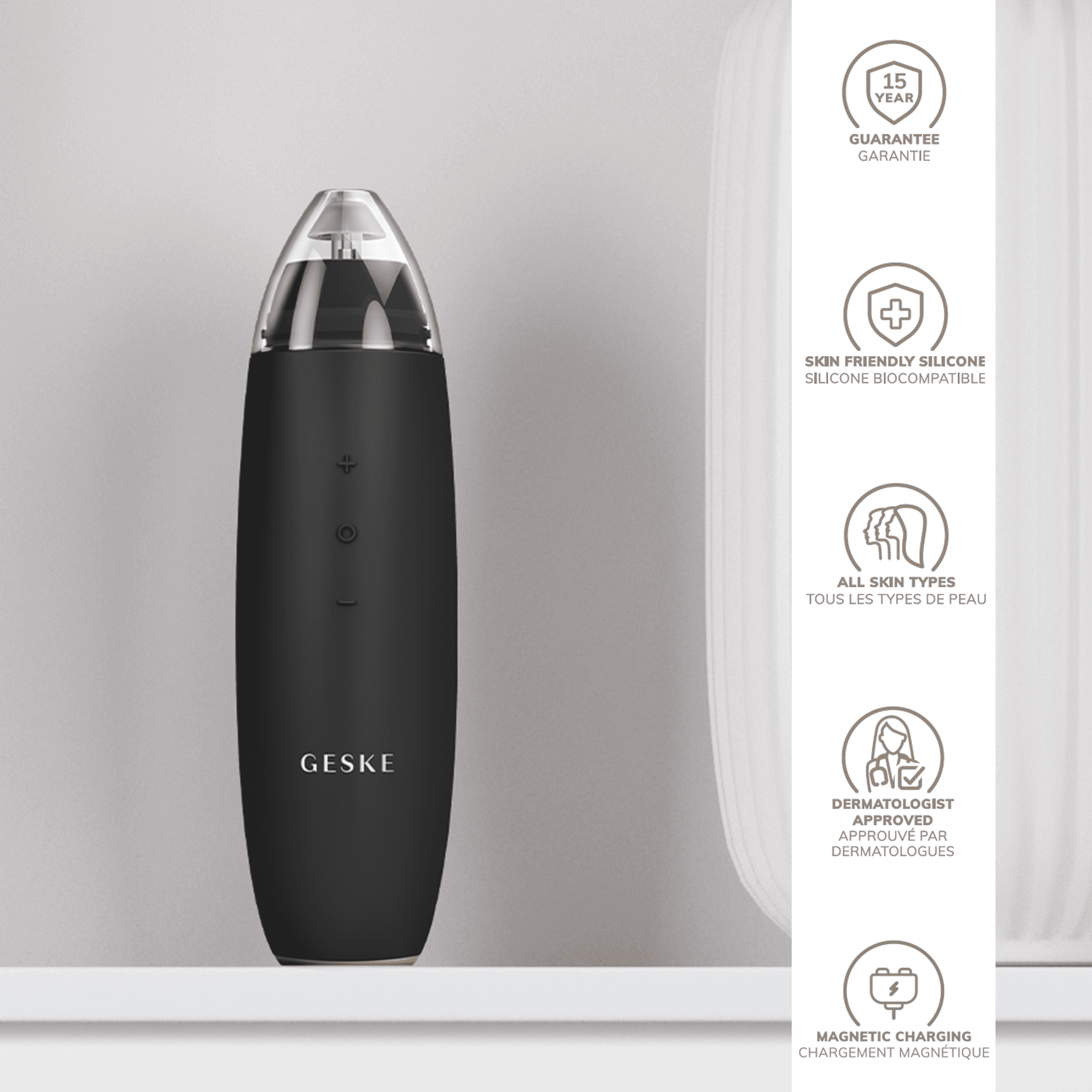 Geske Micro Derma Brasion Blackhead Remover- 7 In 1- Gray