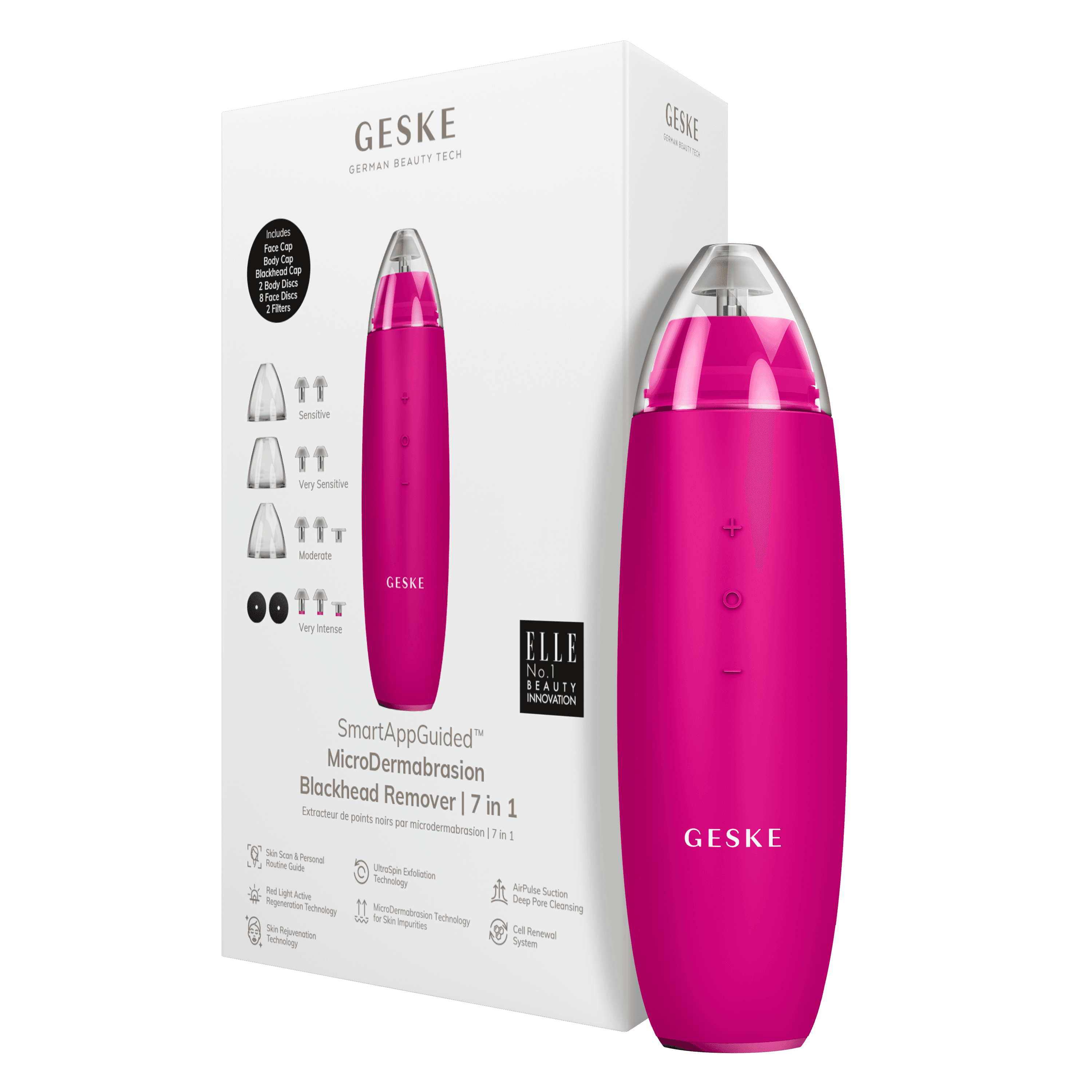 Geske Micro Derma Brasion Blackhead Remover- 7 In 1- Magenta
