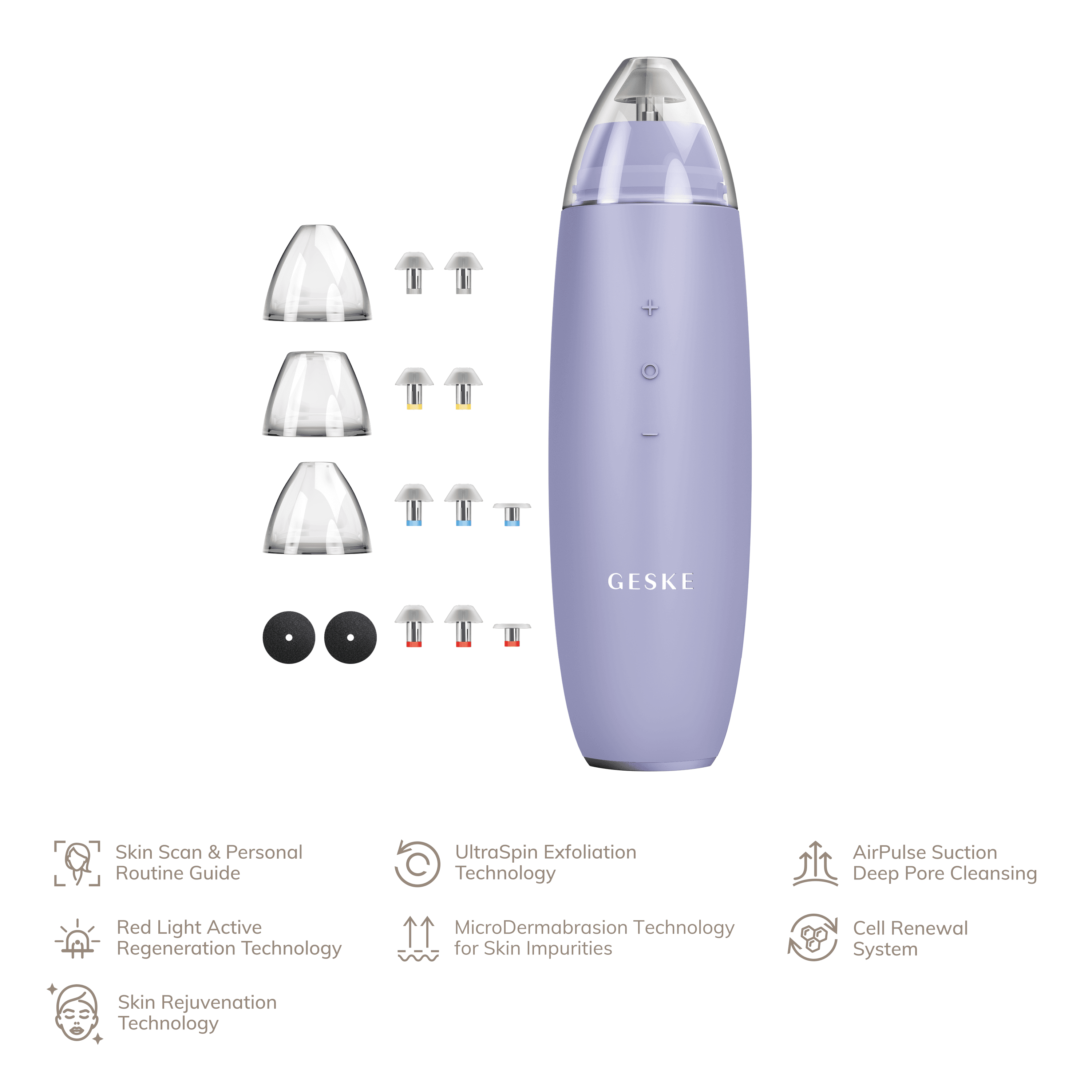 Geske Micro Derma Brasion Blackhead Remover- 7 In 1- Purple
