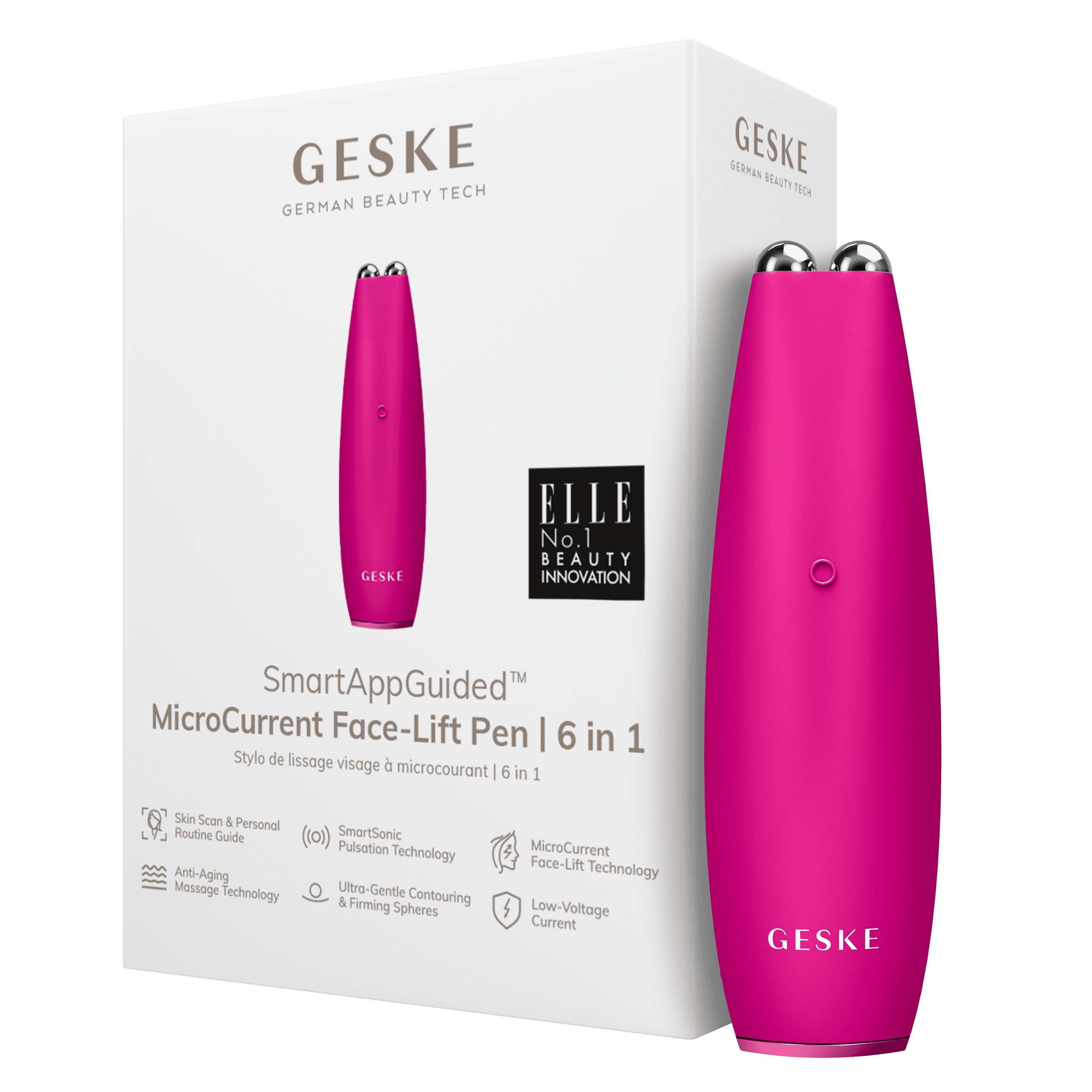 Geske Microcurrent Face Lift Pen 6 In 1 Magenta