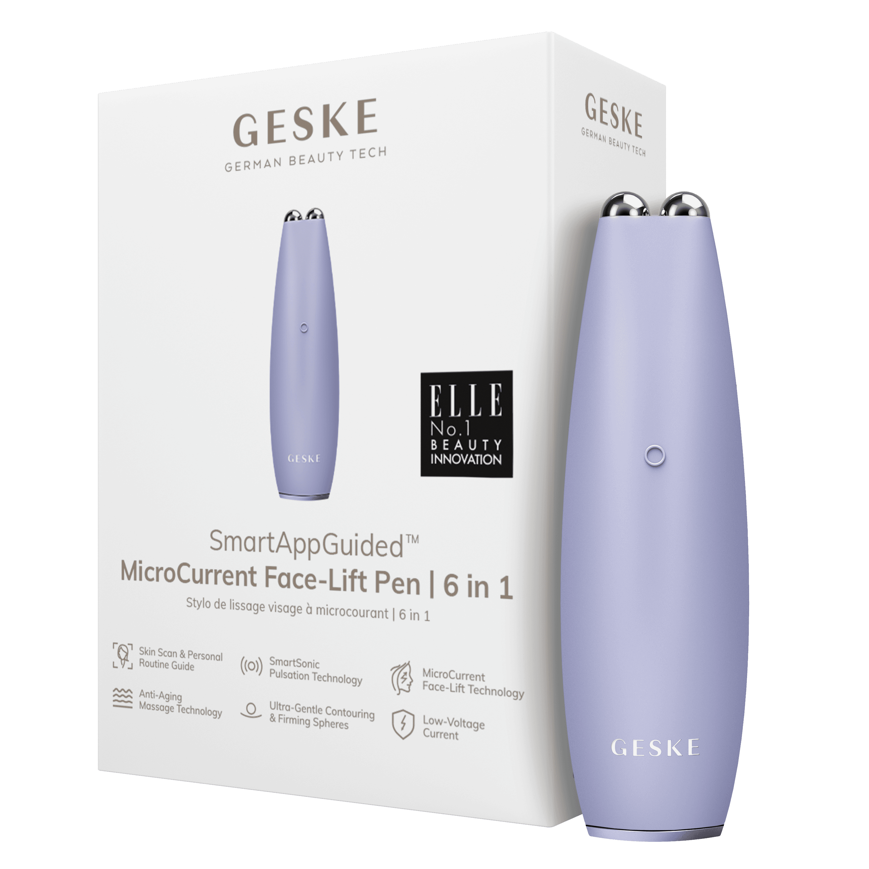 Geske Microcurrent Face Lift Pen 6 In 1 Purple