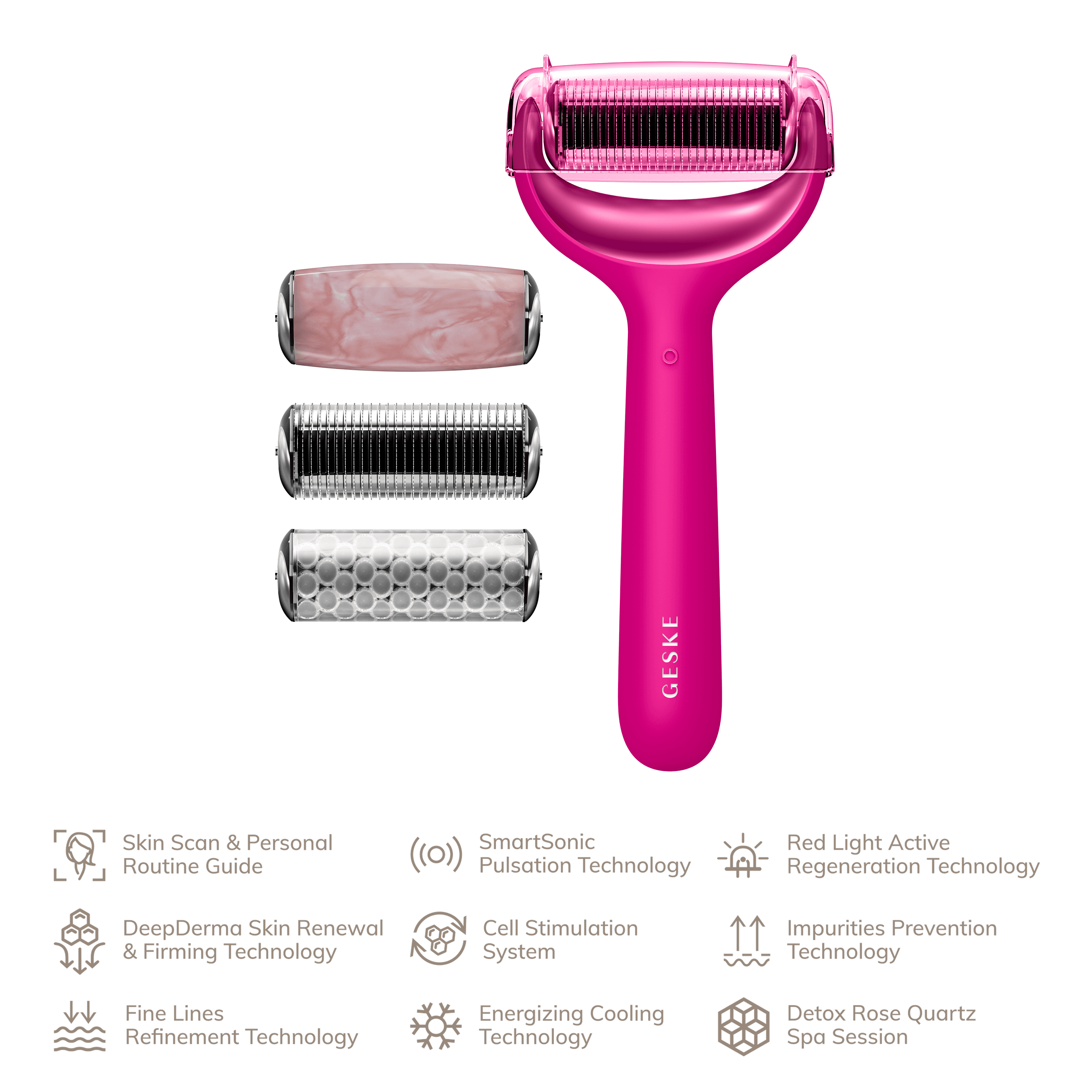 Geske Microneedle Face And Body Roller 9 In 1 Magenta