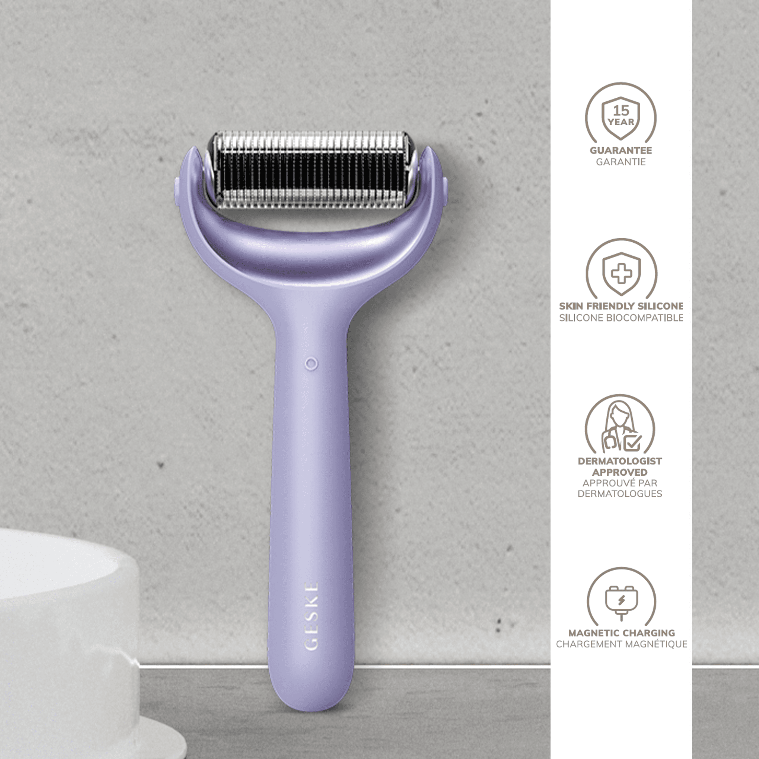 Geske Microneedle Face And Body Roller 9 In 1 Purple