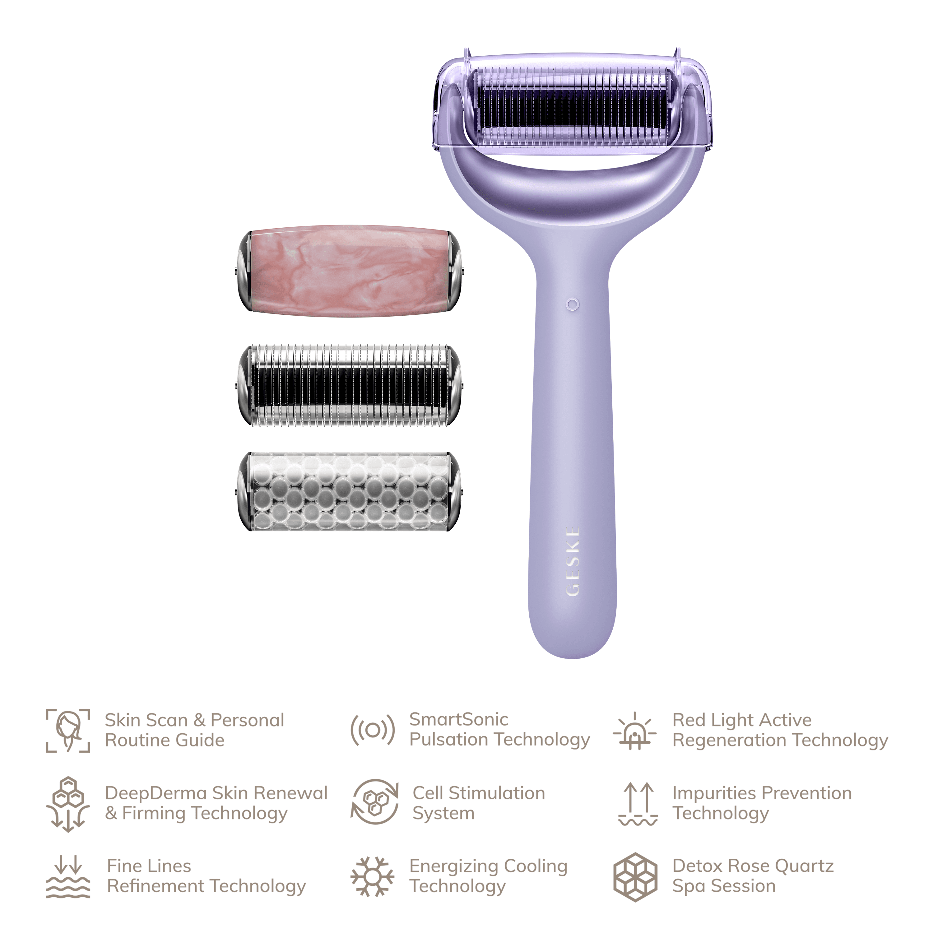 Geske Microneedle Face And Body Roller 9 In 1 Purple