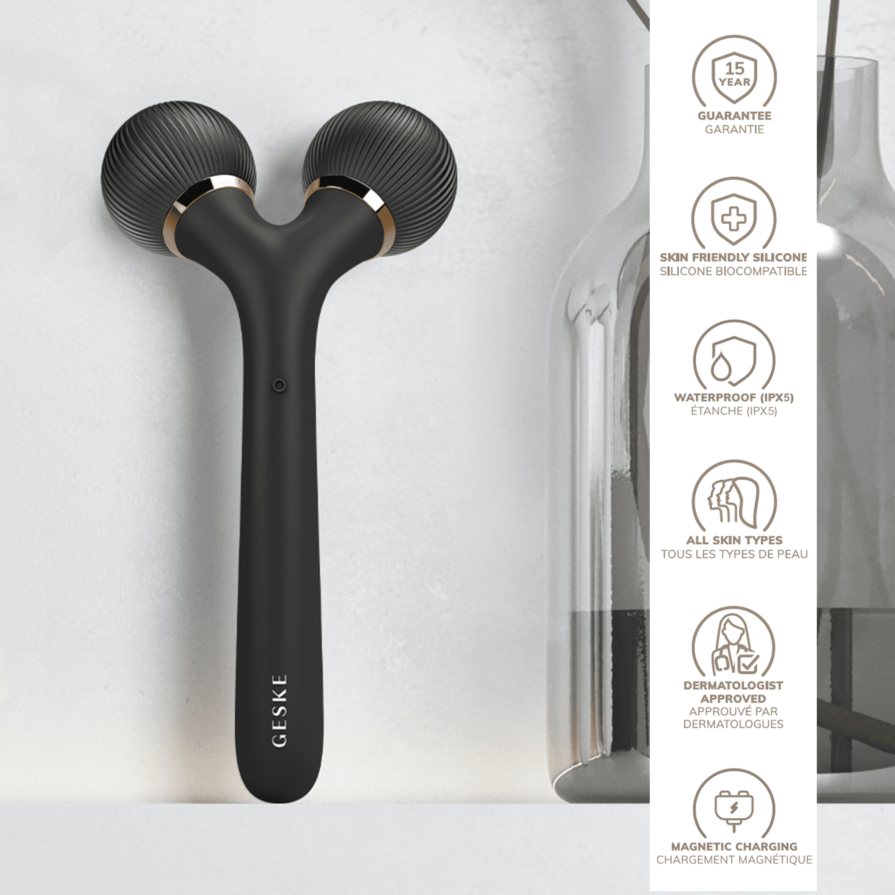 Geske Sonic Facial & Body Roller 4 In 1 Gray