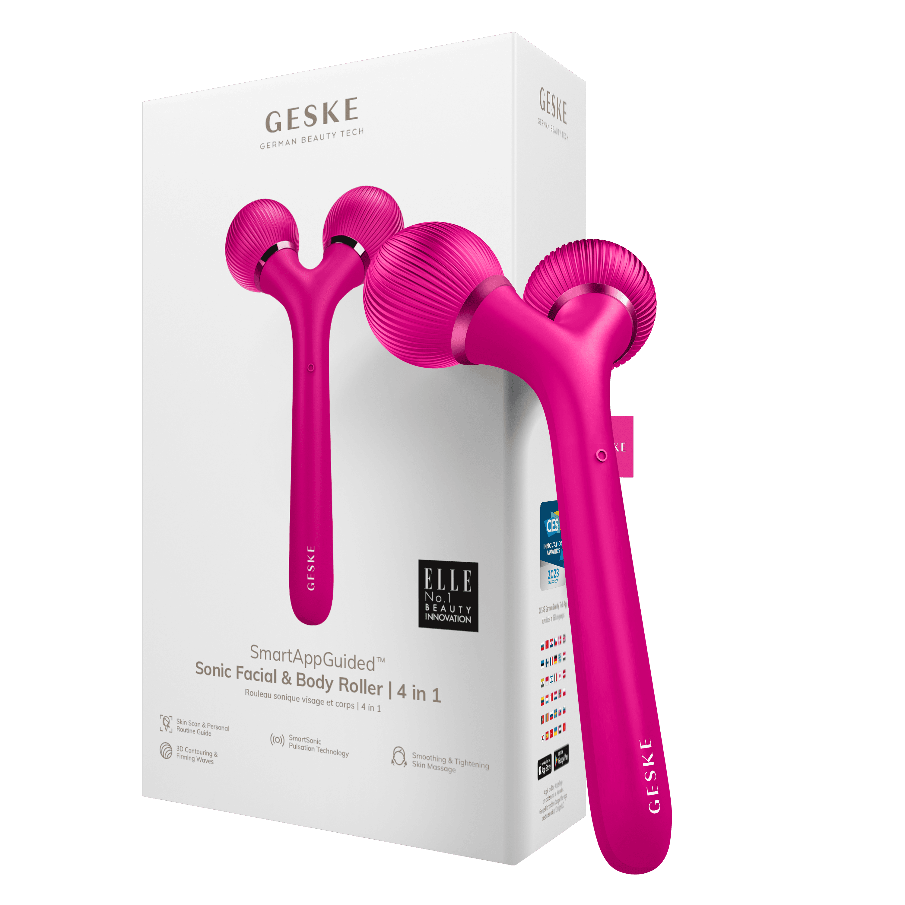 Geske Sonic Facial & Body Roller 4 In 1 Magenta