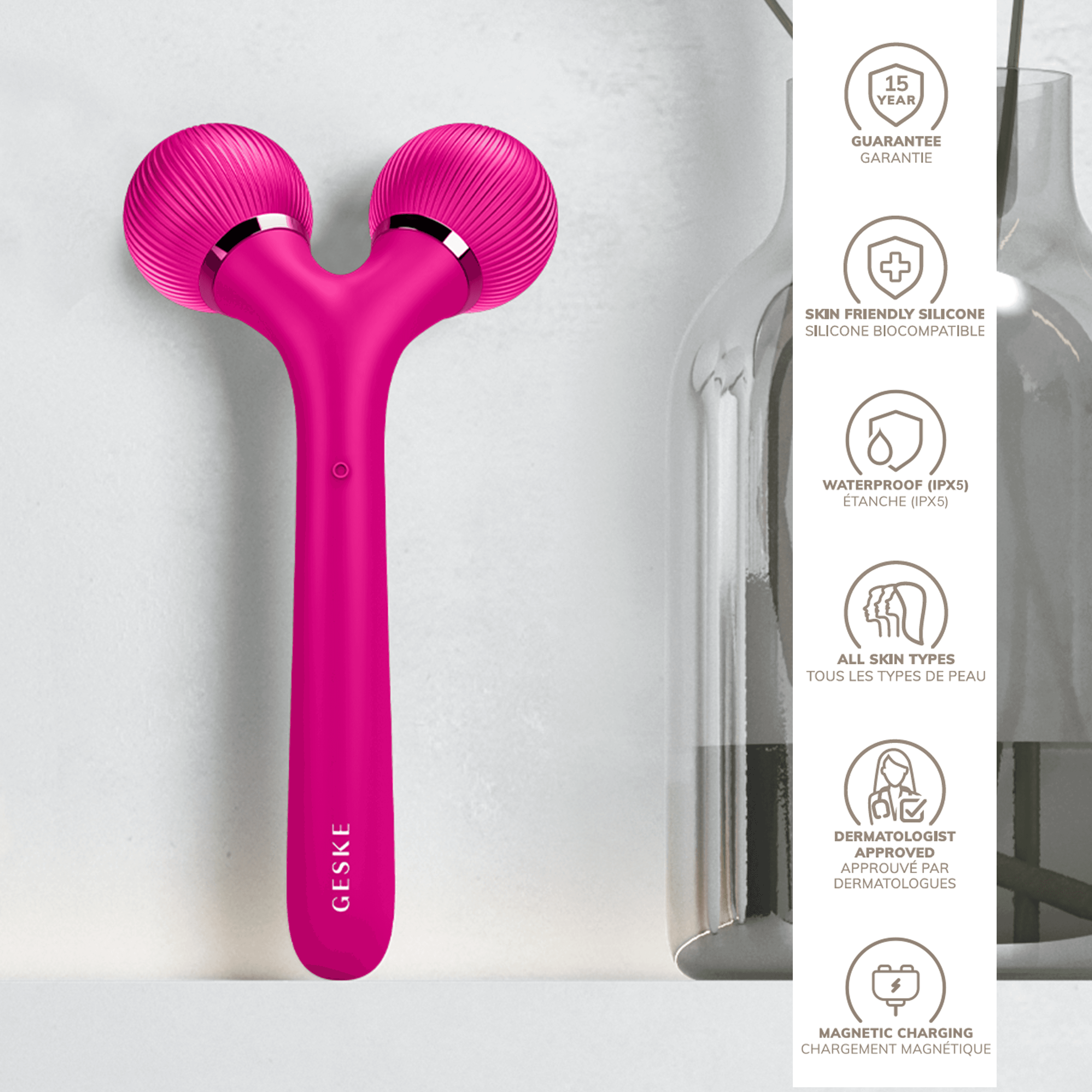 Geske Sonic Facial & Body Roller 4 In 1 Magenta