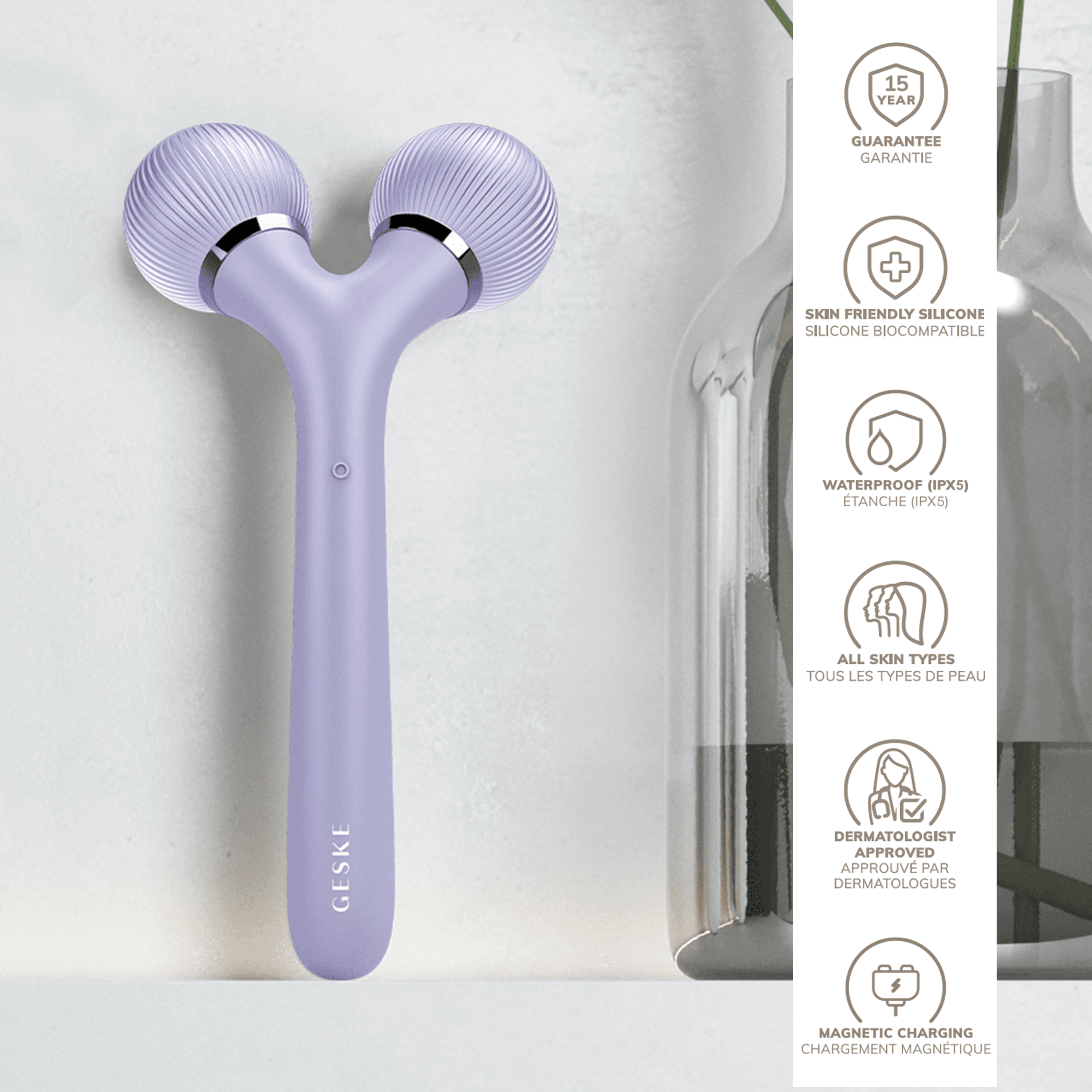 Geske Sonic Facial & Body Roller 4 In 1 Purple