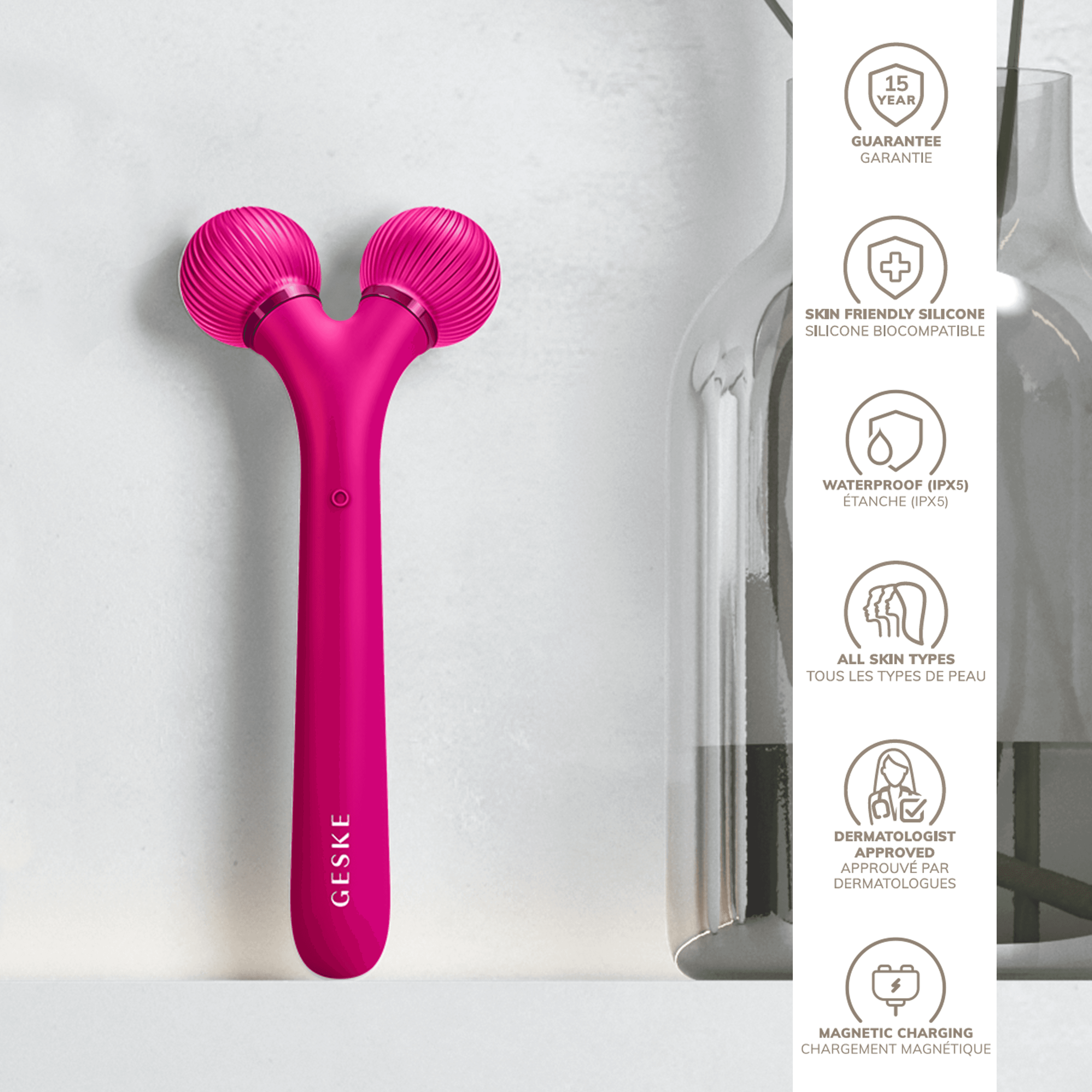 Geske Sonic Facial Roller 4 In 1 Magenta