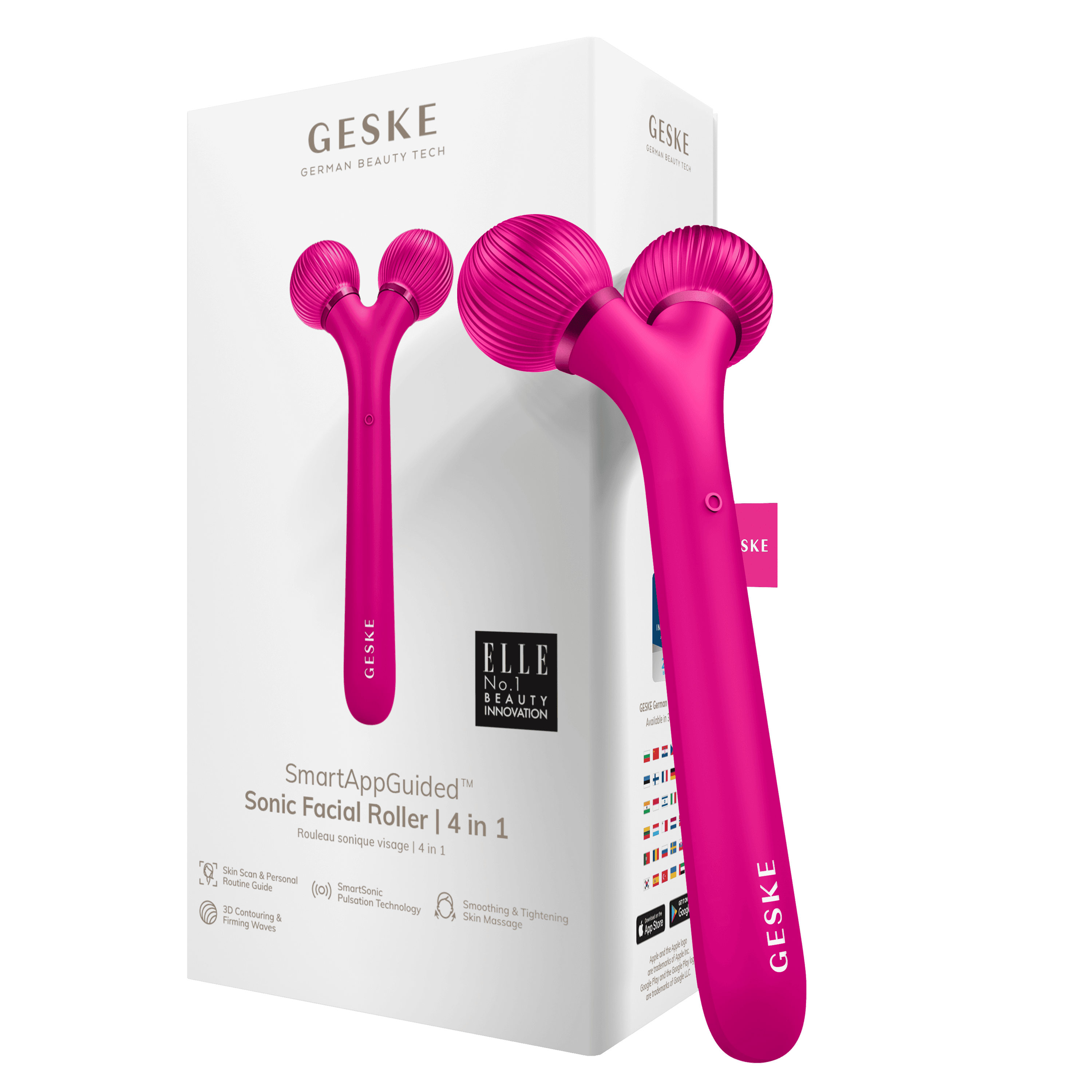 Geske Sonic Facial Roller 4 In 1 Magenta
