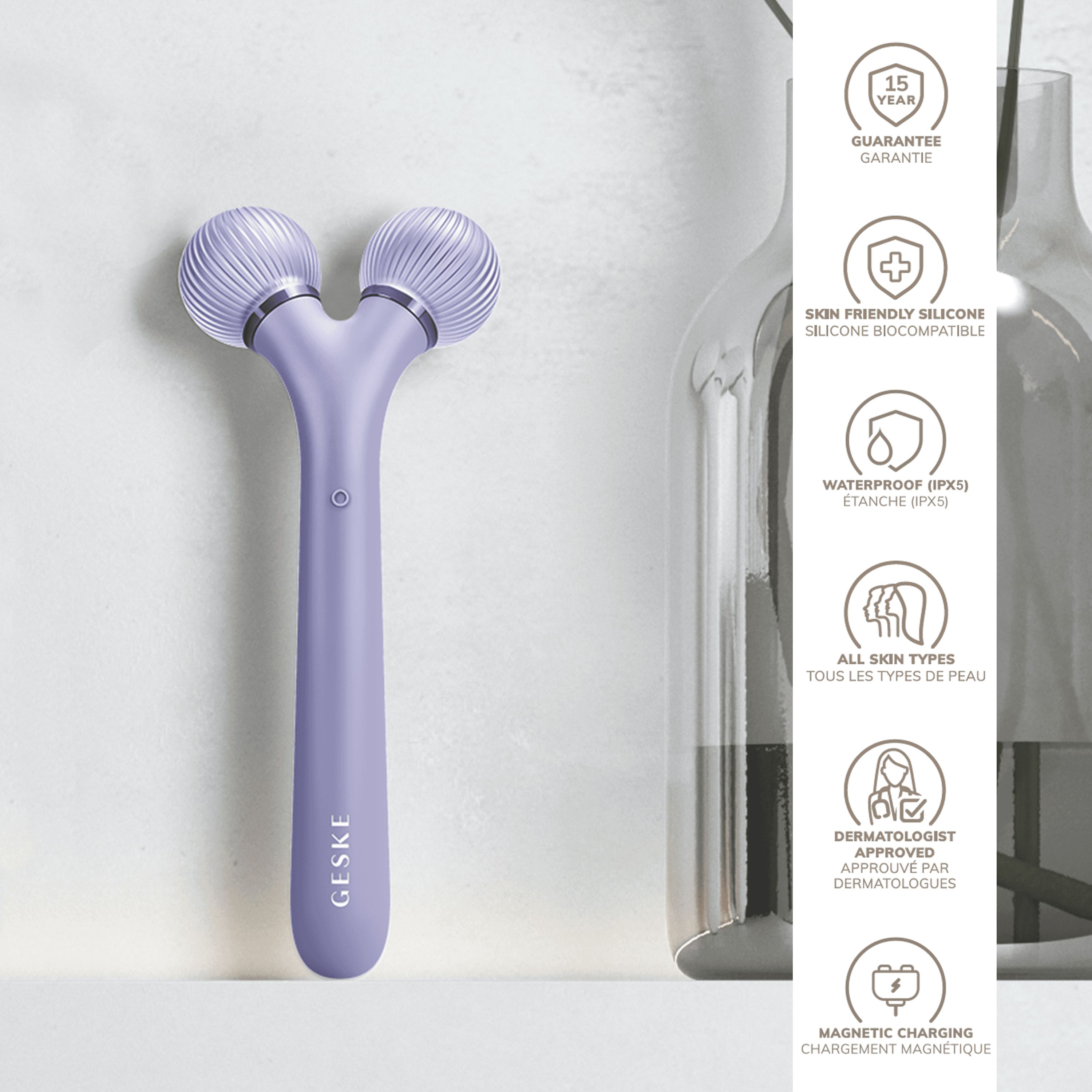 Geske Sonic Facial Roller 4 In 1 Purple