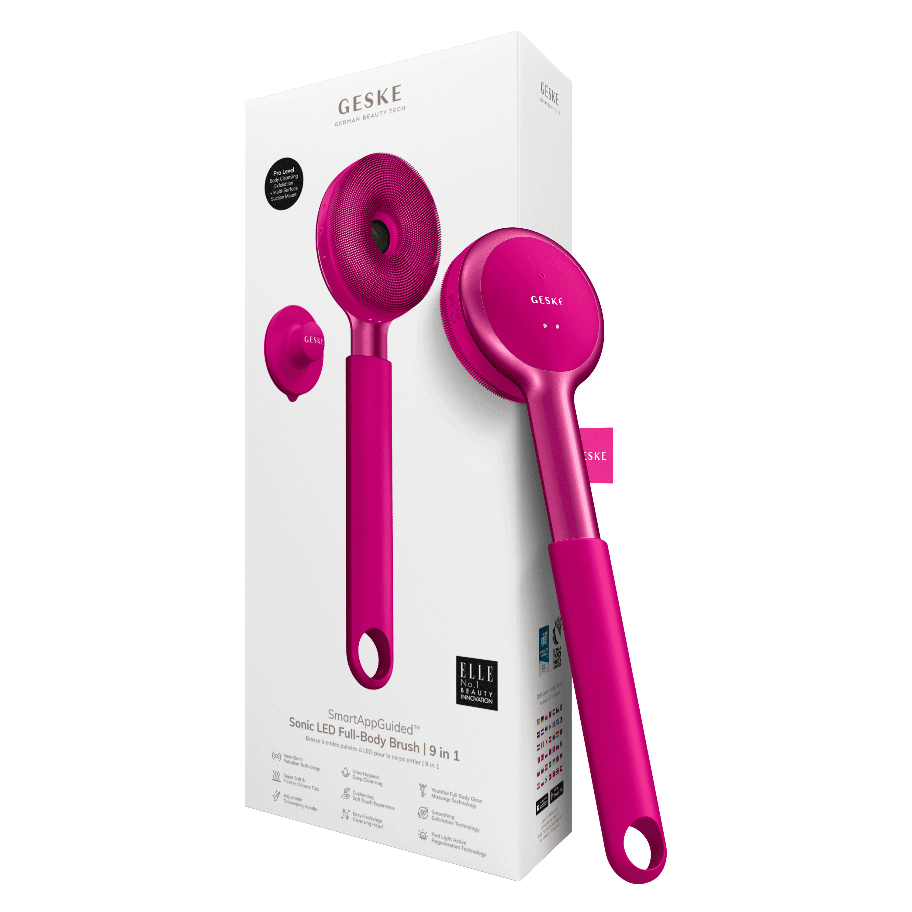 Geske Sonic Led Full-Body Brush - 9 In 1 Magenta